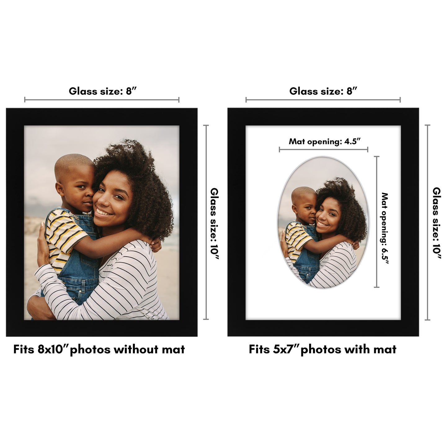 Picture Frame With Oval Mat - Engineered Wood Photo Frame with Shatter-Resistant Glass Cover