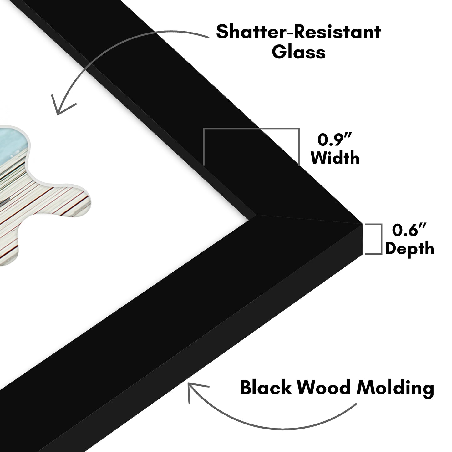 Picture Frame With Wavy Mat - Engineered Wood Photo Frame with Shatter-Resistant Glass Cover