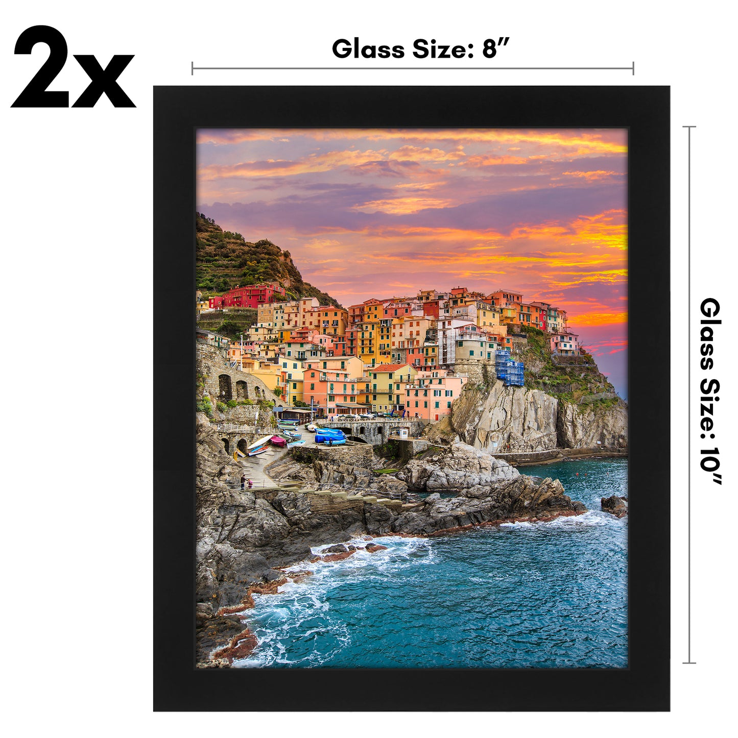 2 Pack - Engineered Wood Picture Frame | Choose Size and Color