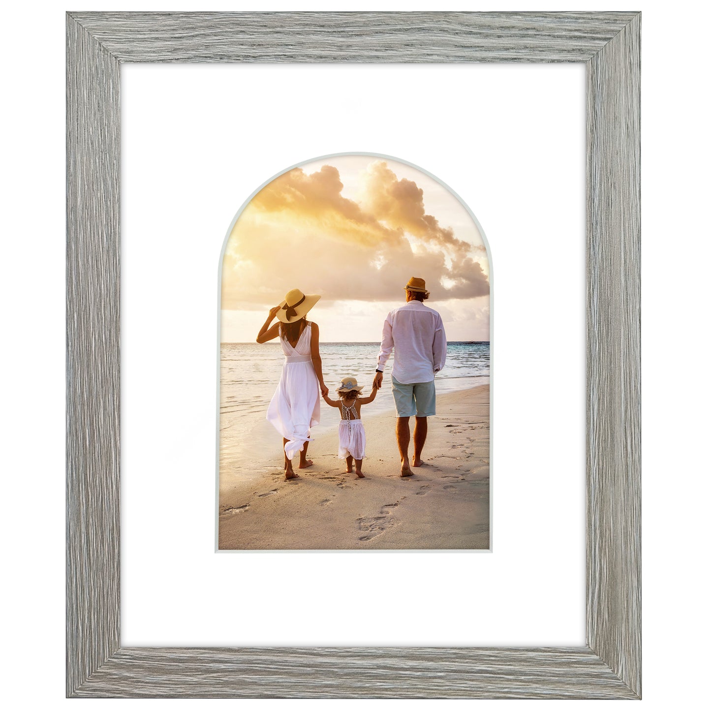 Picture Frame With Arch Mat - Engineered Wood Photo Frame with Shatter-Resistant Glass Cover