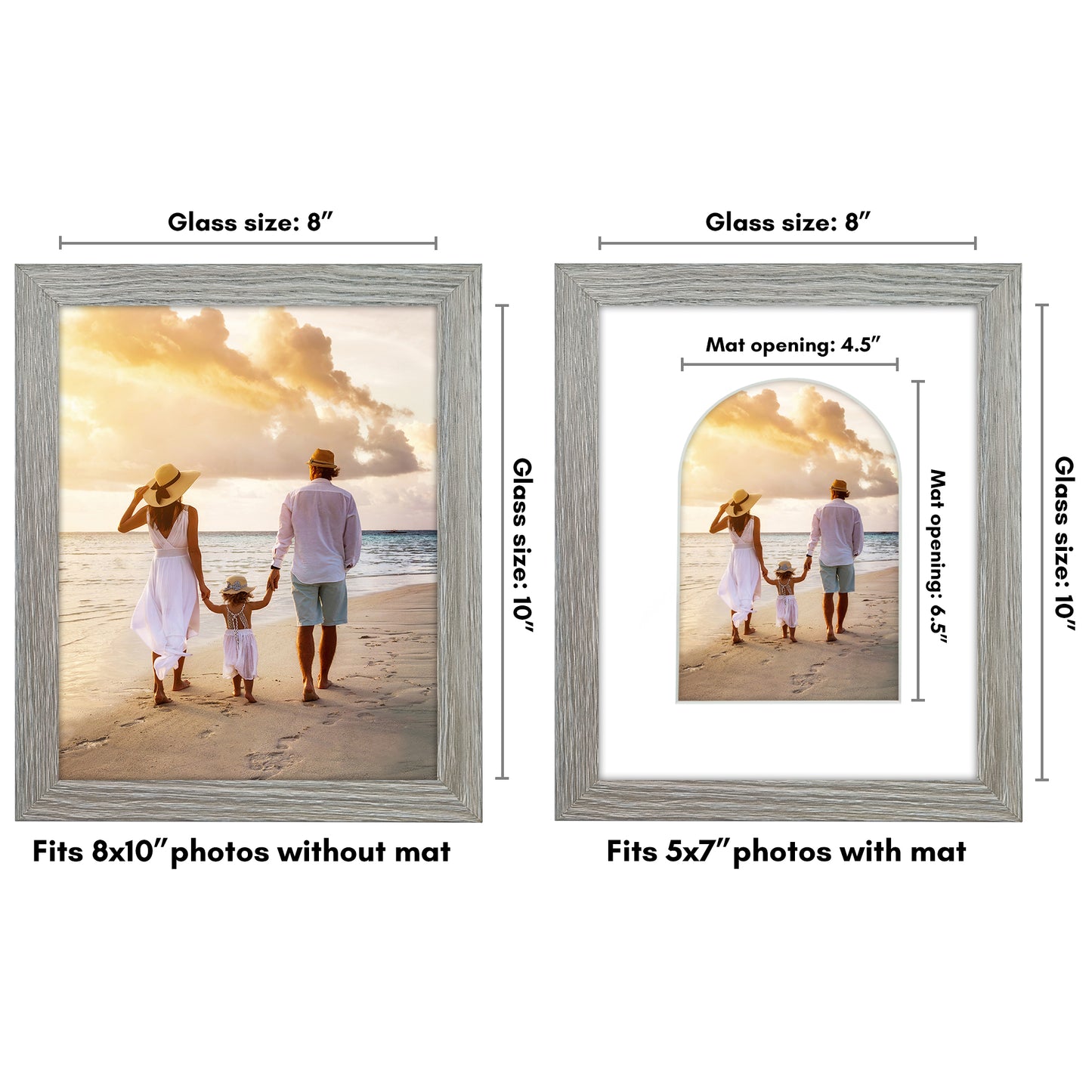 Picture Frame With Arch Mat - Engineered Wood Photo Frame with Shatter-Resistant Glass Cover