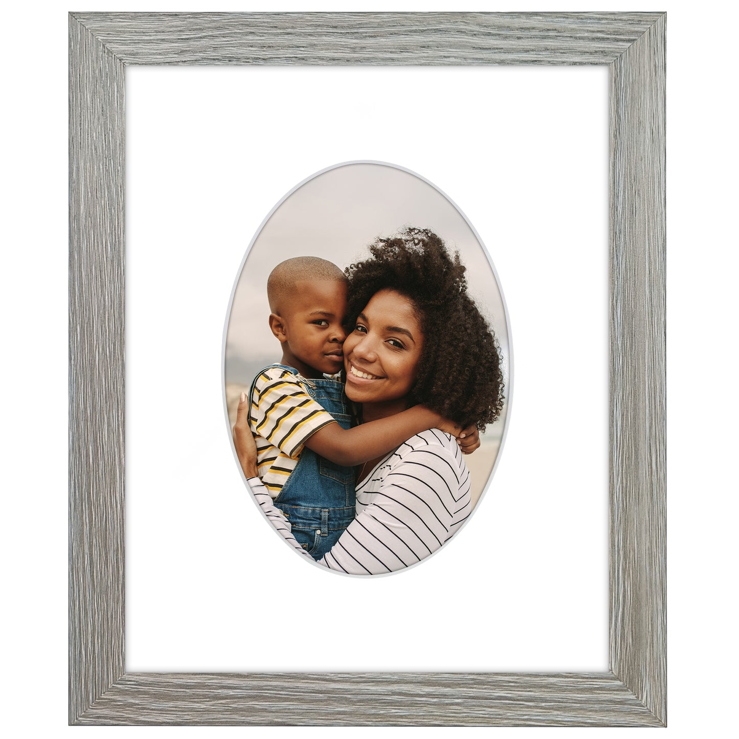 Picture Frame With Oval Mat - Engineered Wood Photo Frame with Shatter-Resistant Glass Cover