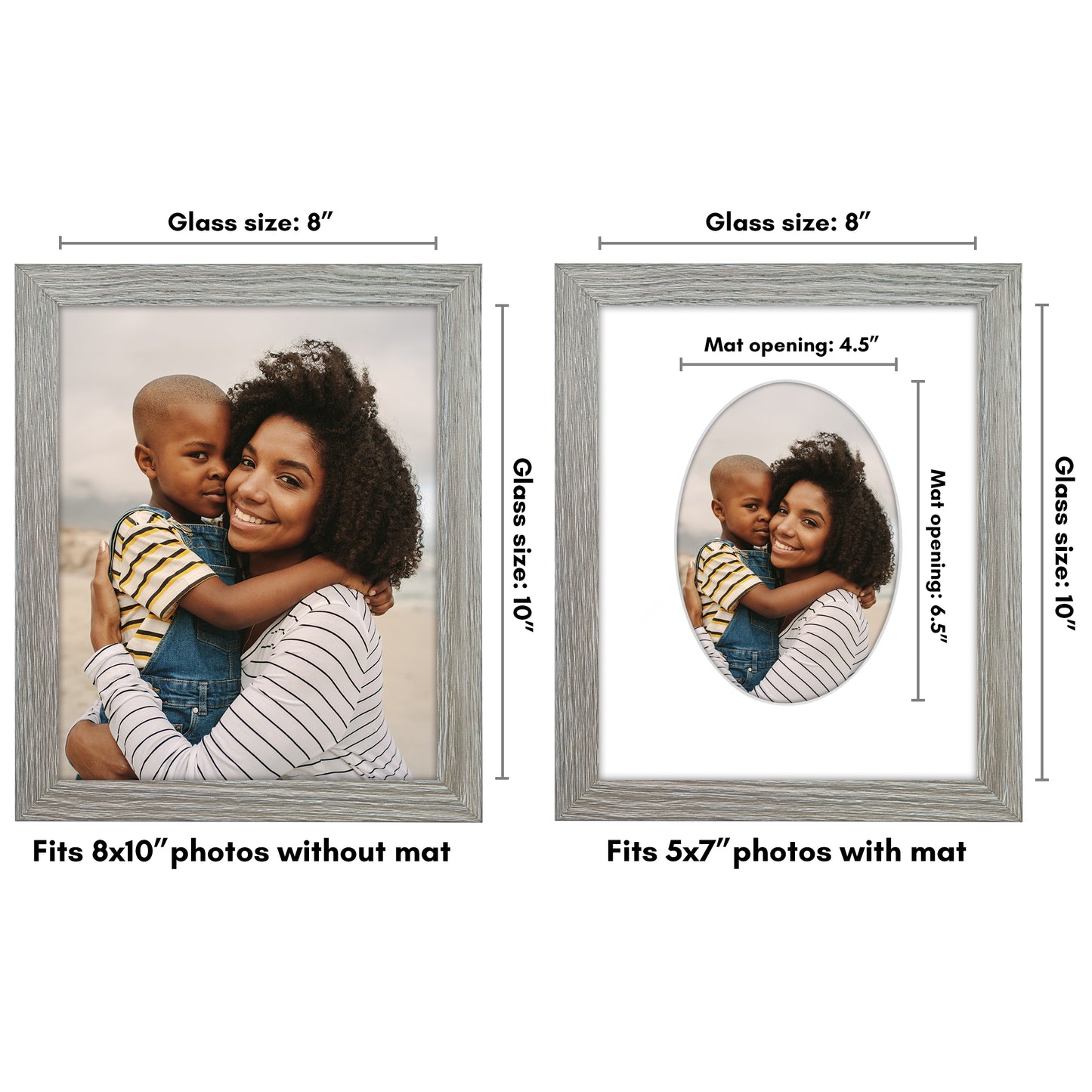 Picture Frame With Oval Mat - Engineered Wood Photo Frame with Shatter-Resistant Glass Cover