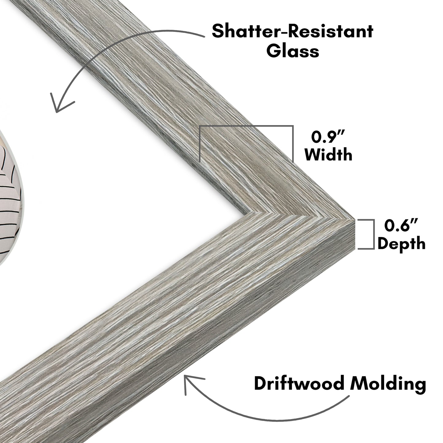 Picture Frame With Oval Mat - Engineered Wood Photo Frame with Shatter-Resistant Glass Cover