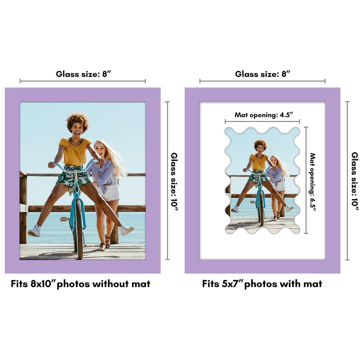 Picture Frame With Wavy Mat - Engineered Wood Photo Frame with Shatter-Resistant Glass Cover