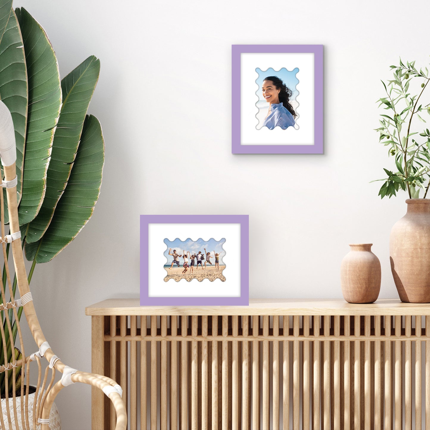 Picture Frame With Wavy Mat - Engineered Wood Photo Frame with Shatter-Resistant Glass Cover