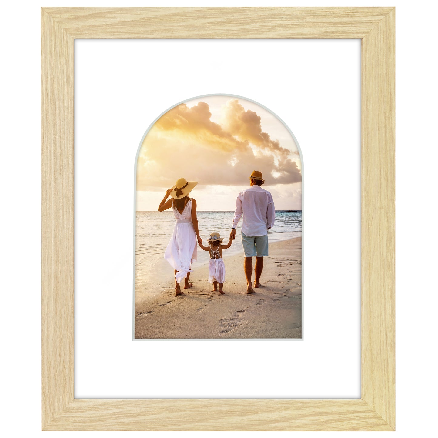 Picture Frame With Arch Mat - Engineered Wood Photo Frame with Shatter-Resistant Glass Cover