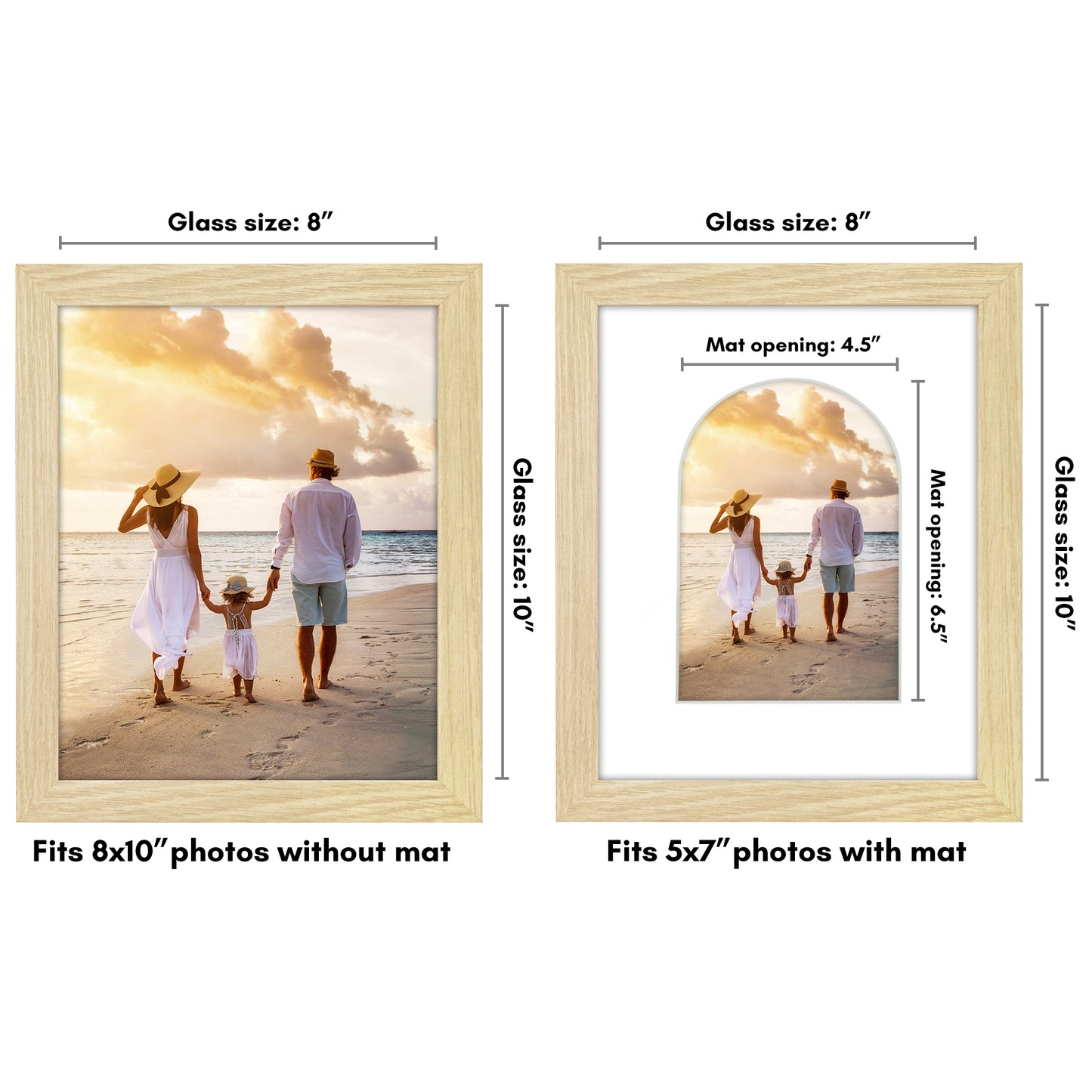 Picture Frame With Arch Mat - Engineered Wood Photo Frame with Shatter-Resistant Glass Cover