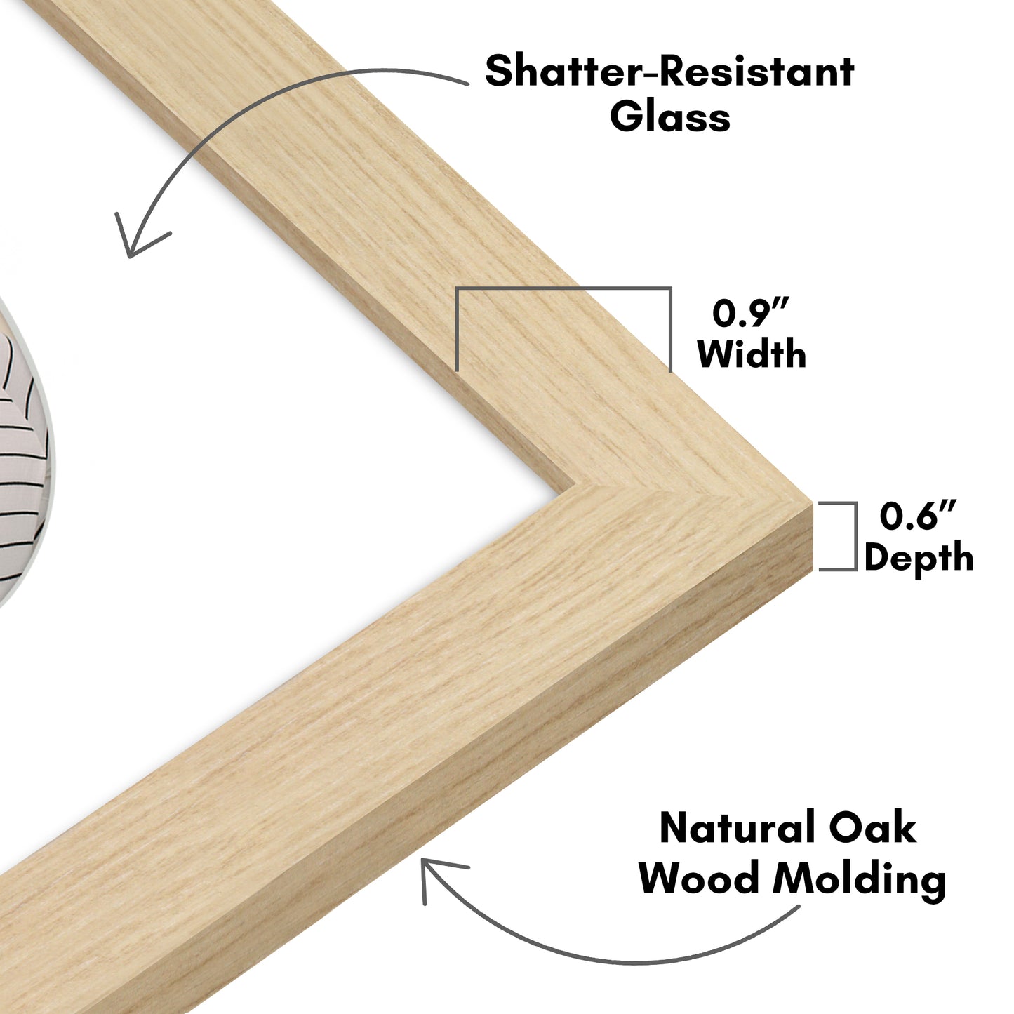 Picture Frame With Oval Mat - Engineered Wood Photo Frame with Shatter-Resistant Glass Cover