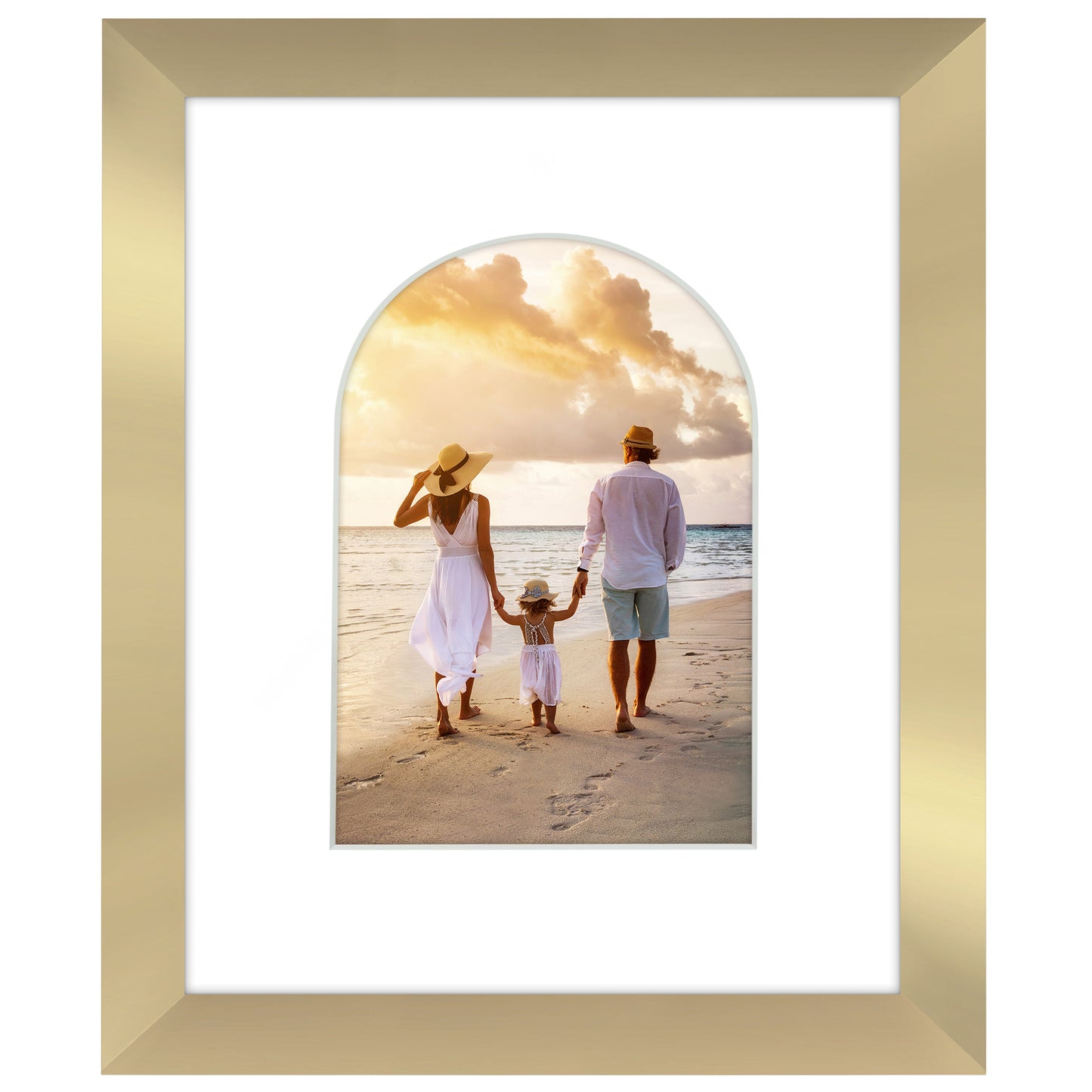 Picture Frame With Arch Mat - Engineered Wood Photo Frame with Shatter-Resistant Glass Cover