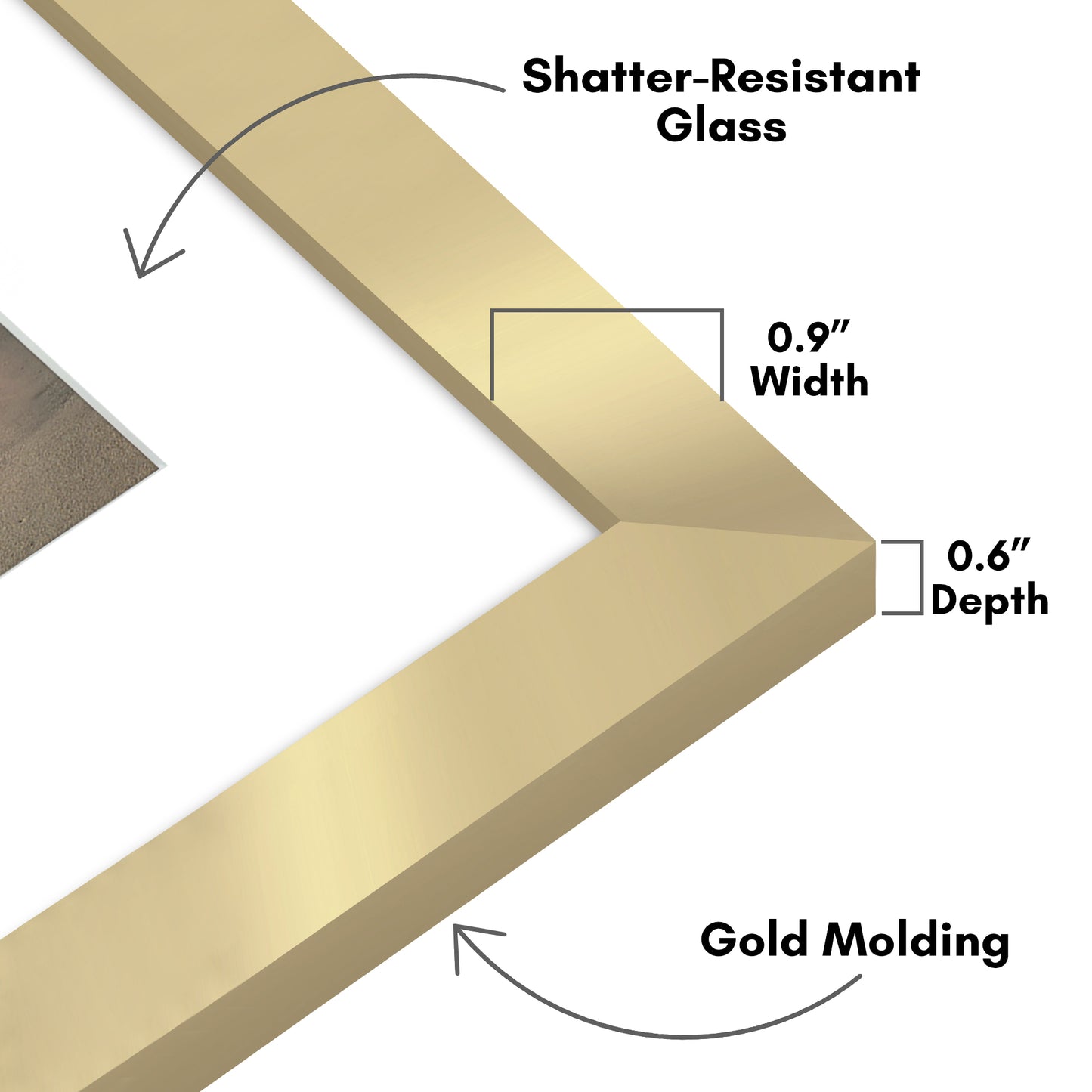 Picture Frame With Arch Mat - Engineered Wood Photo Frame with Shatter-Resistant Glass Cover