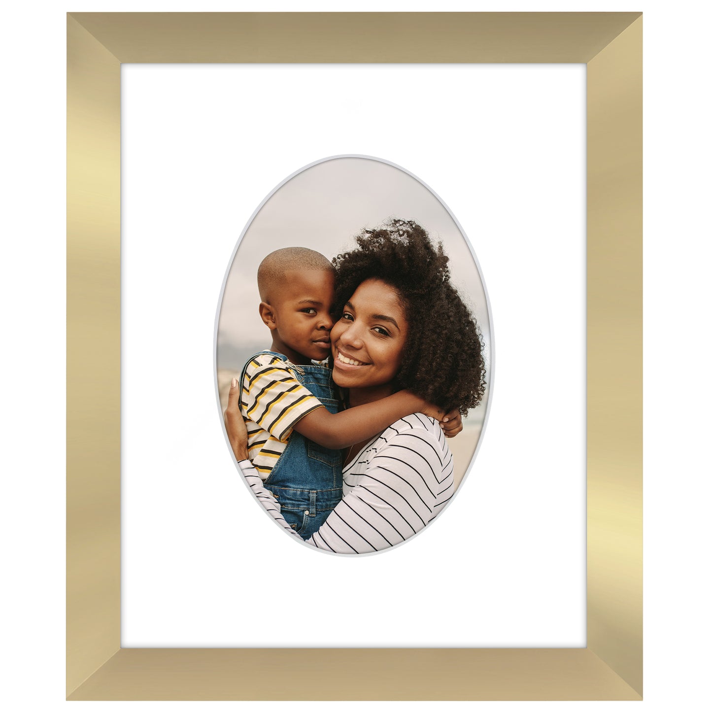 Picture Frame With Oval Mat - Engineered Wood Photo Frame with Shatter-Resistant Glass Cover