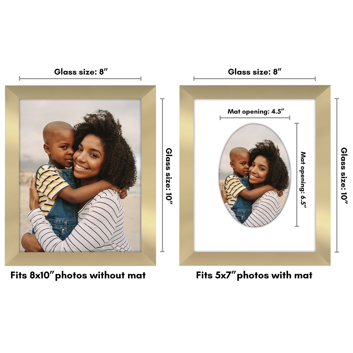 Picture Frame With Oval Mat - Engineered Wood Photo Frame with Shatter-Resistant Glass Cover