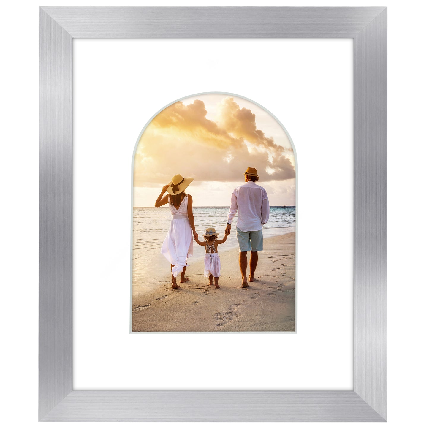 Picture Frame With Arch Mat - Engineered Wood Photo Frame with Shatter-Resistant Glass Cover