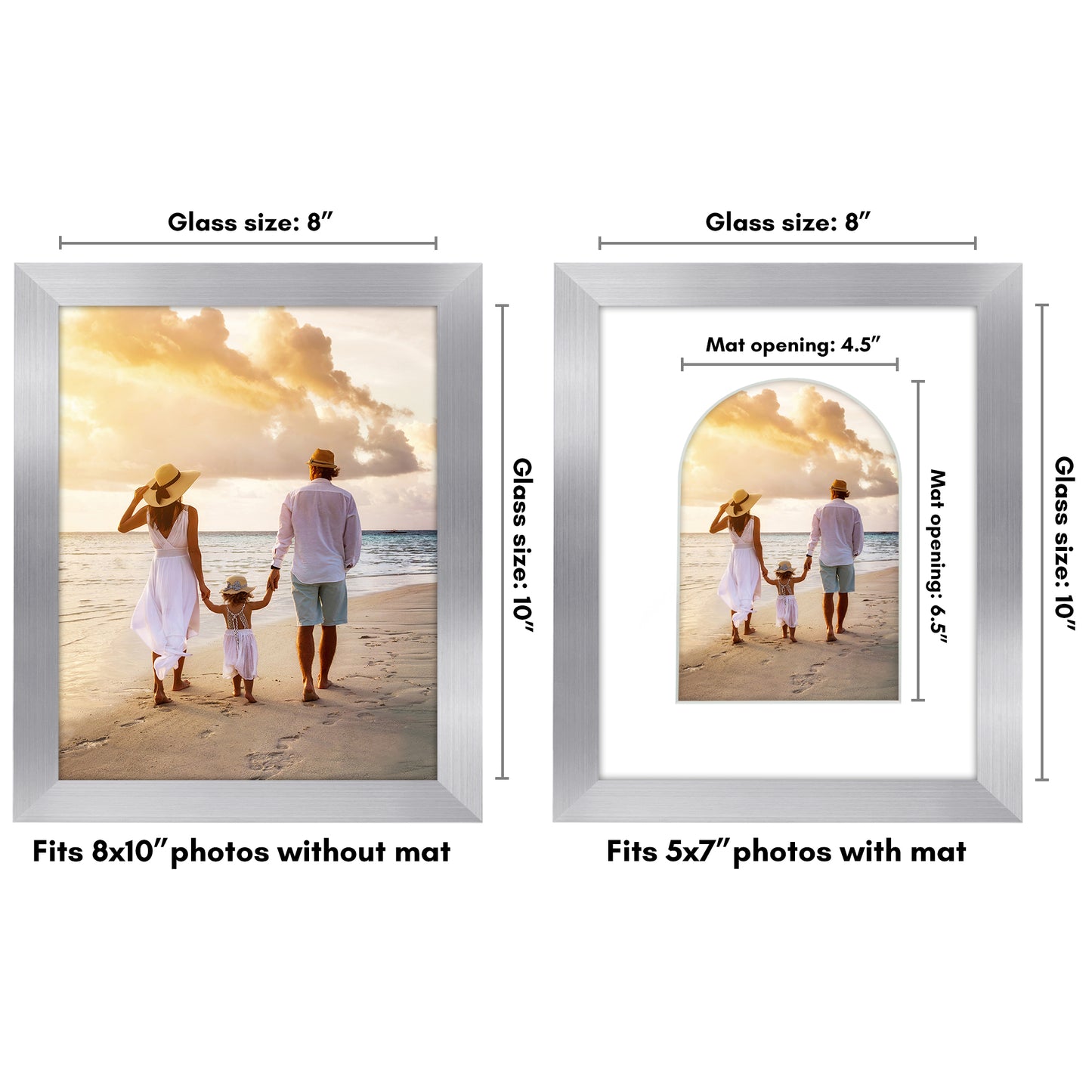 Picture Frame With Arch Mat - Engineered Wood Photo Frame with Shatter-Resistant Glass Cover