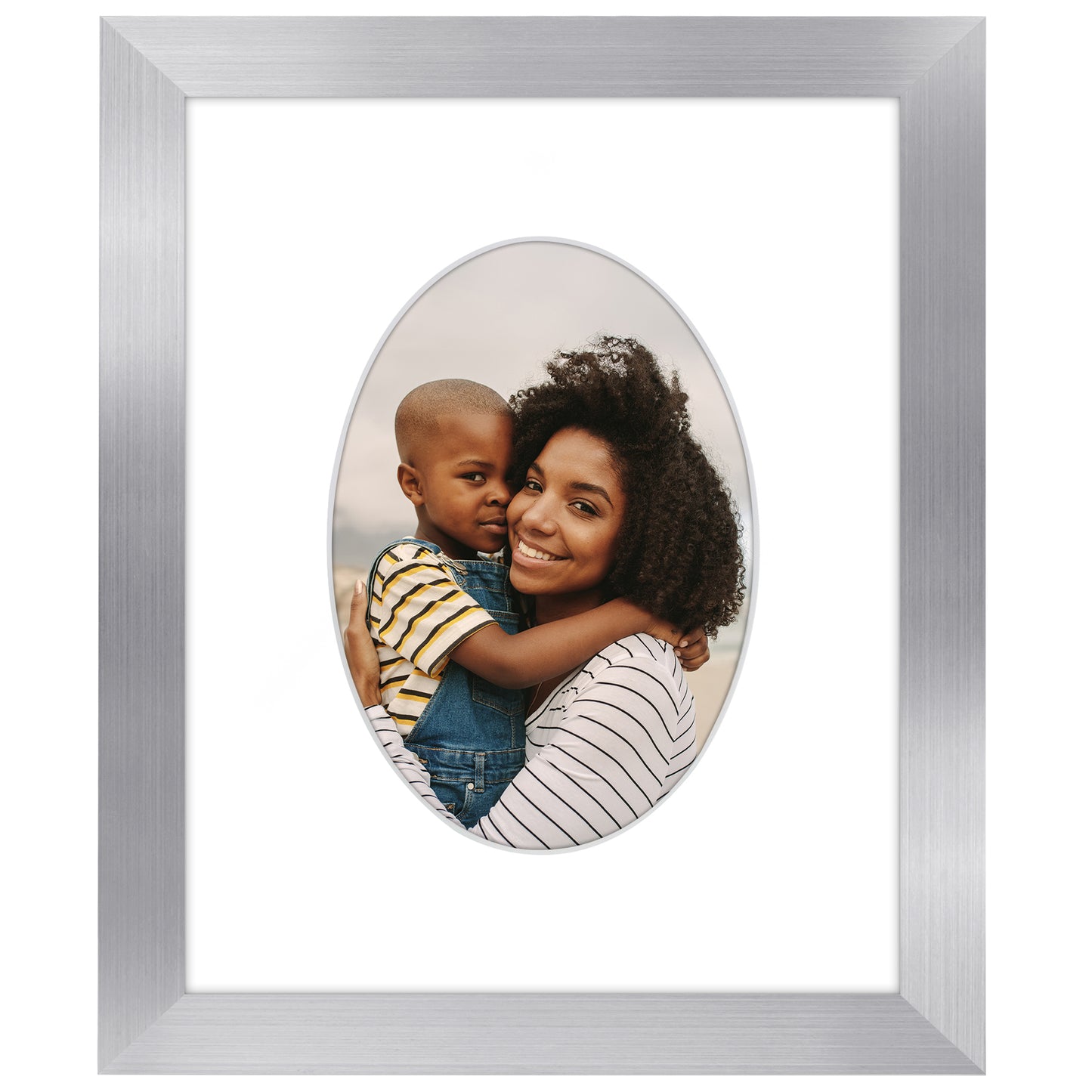 Picture Frame With Oval Mat - Engineered Wood Photo Frame with Shatter-Resistant Glass Cover