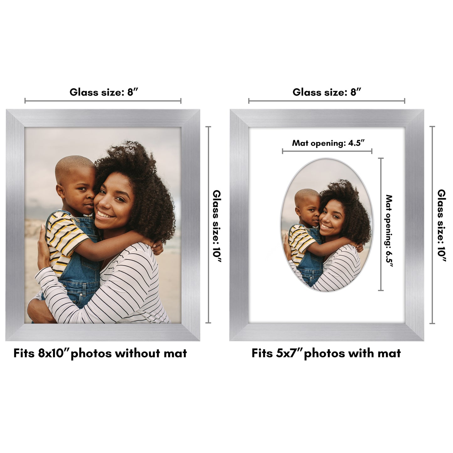 Picture Frame With Oval Mat - Engineered Wood Photo Frame with Shatter-Resistant Glass Cover