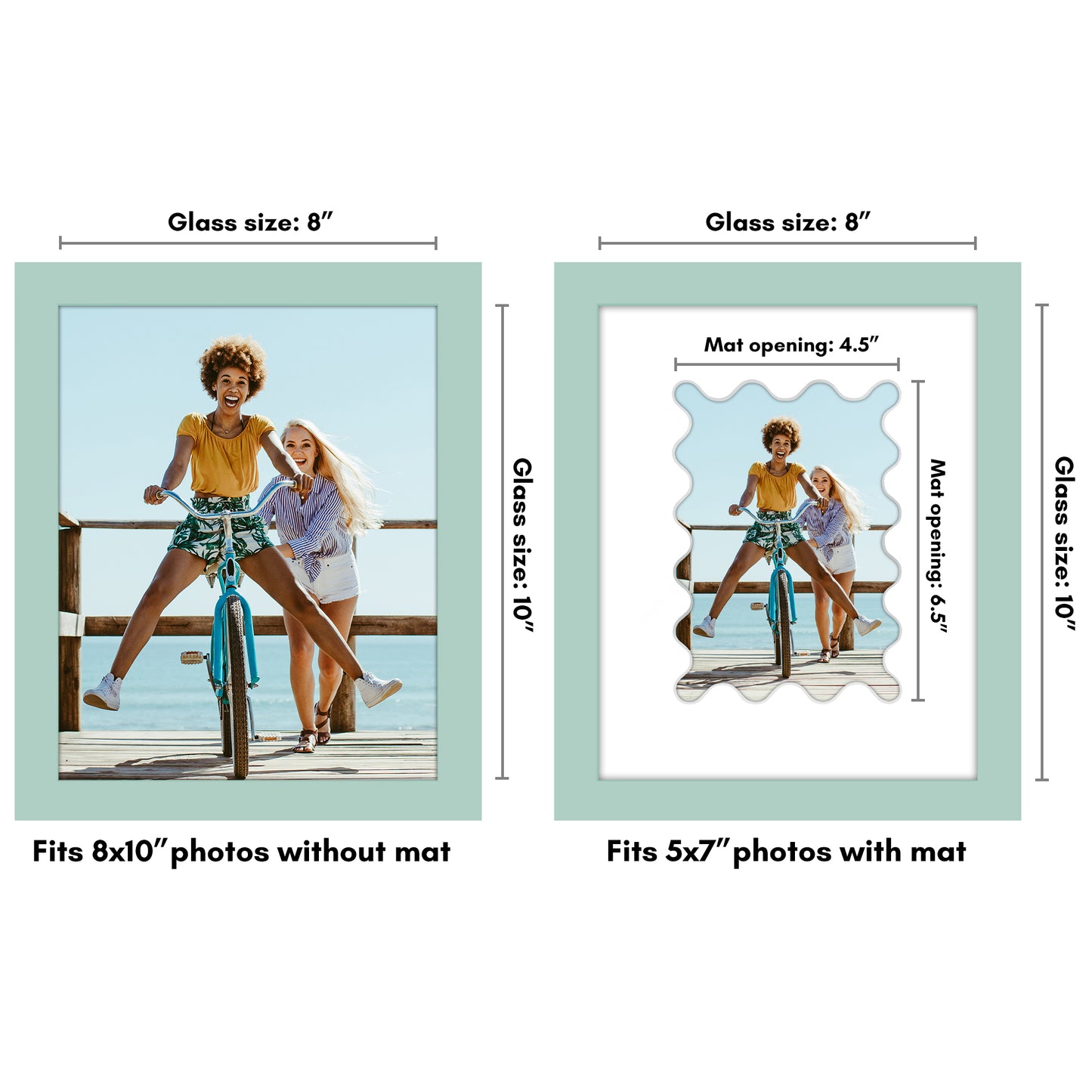 Picture Frame With Wavy Mat - Engineered Wood Photo Frame with Shatter-Resistant Glass Cover