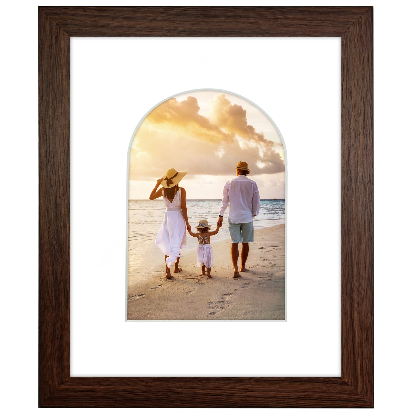 Picture Frame With Arch Mat - Engineered Wood Photo Frame with Shatter-Resistant Glass Cover