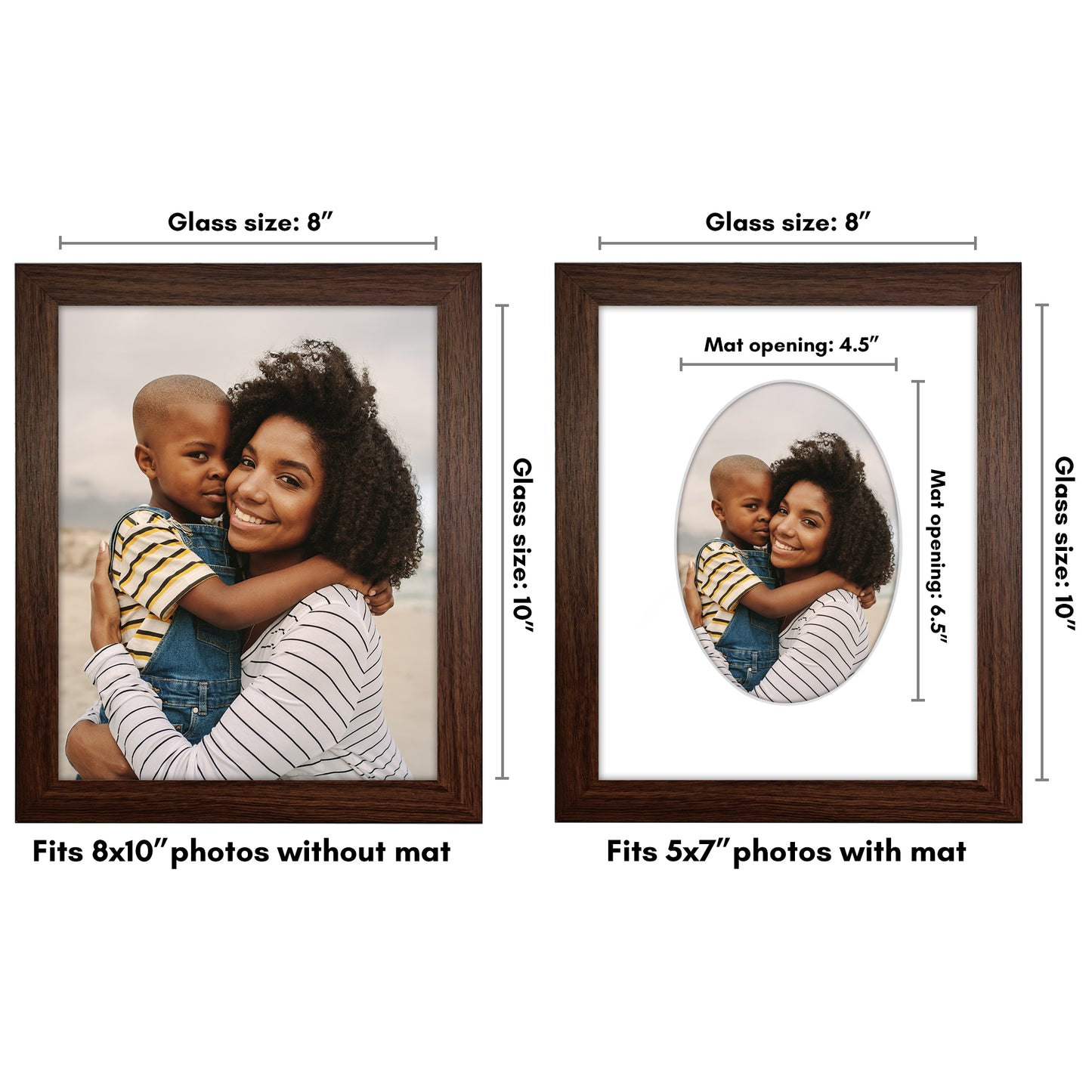 Picture Frame With Oval Mat - Engineered Wood Photo Frame with Shatter-Resistant Glass Cover