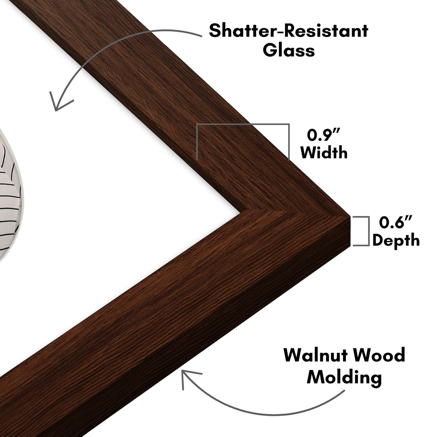 Picture Frame With Oval Mat - Engineered Wood Photo Frame with Shatter-Resistant Glass Cover