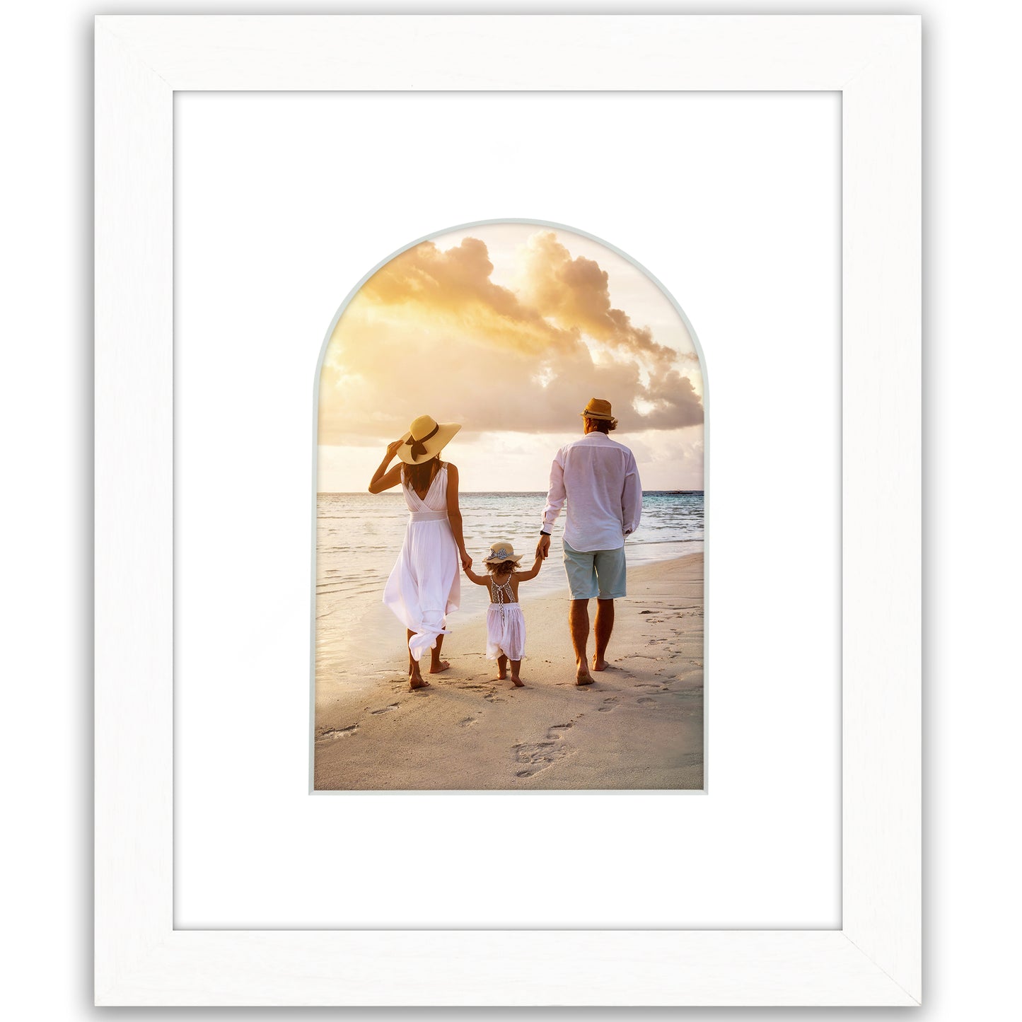 Picture Frame With Arch Mat - Engineered Wood Photo Frame with Shatter-Resistant Glass Cover