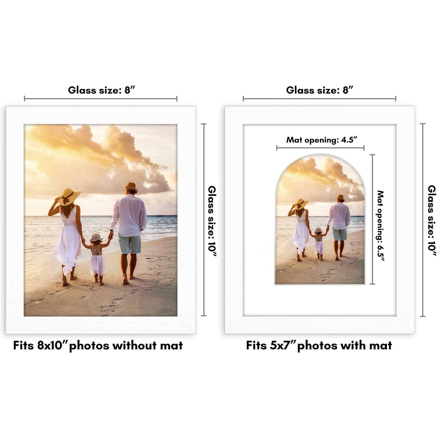 Picture Frame With Arch Mat - Engineered Wood Photo Frame with Shatter-Resistant Glass Cover