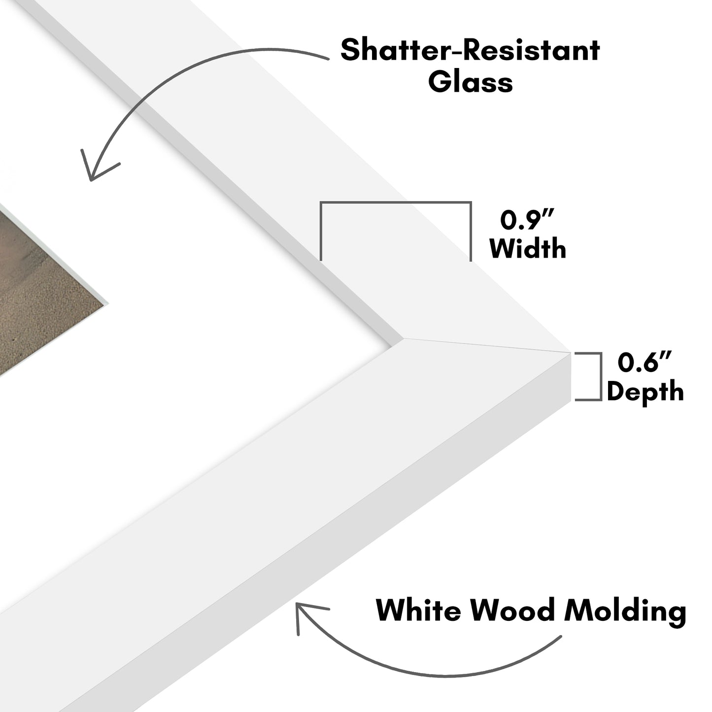 Picture Frame With Arch Mat - Engineered Wood Photo Frame with Shatter-Resistant Glass Cover