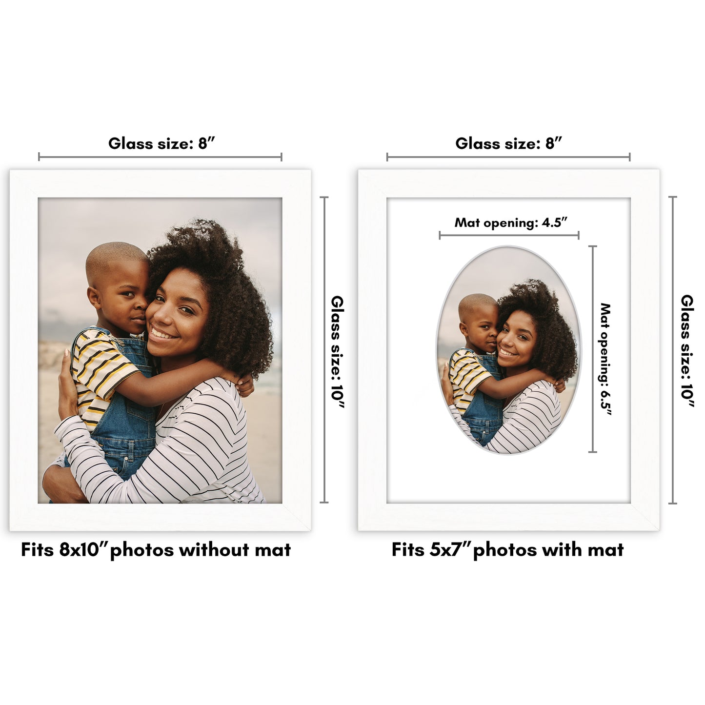 Picture Frame With Oval Mat - Engineered Wood Photo Frame with Shatter-Resistant Glass Cover