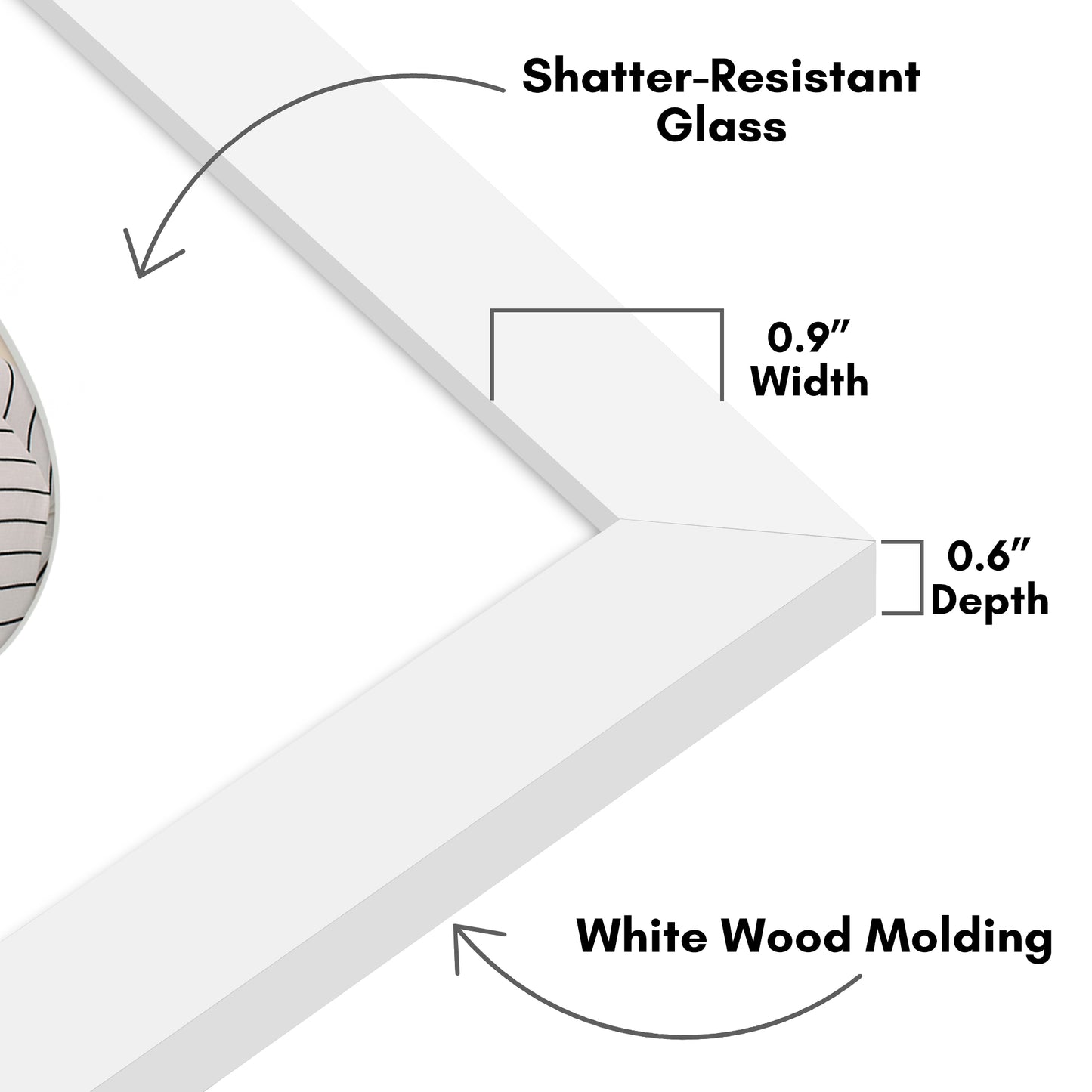 Picture Frame With Oval Mat - Engineered Wood Photo Frame with Shatter-Resistant Glass Cover