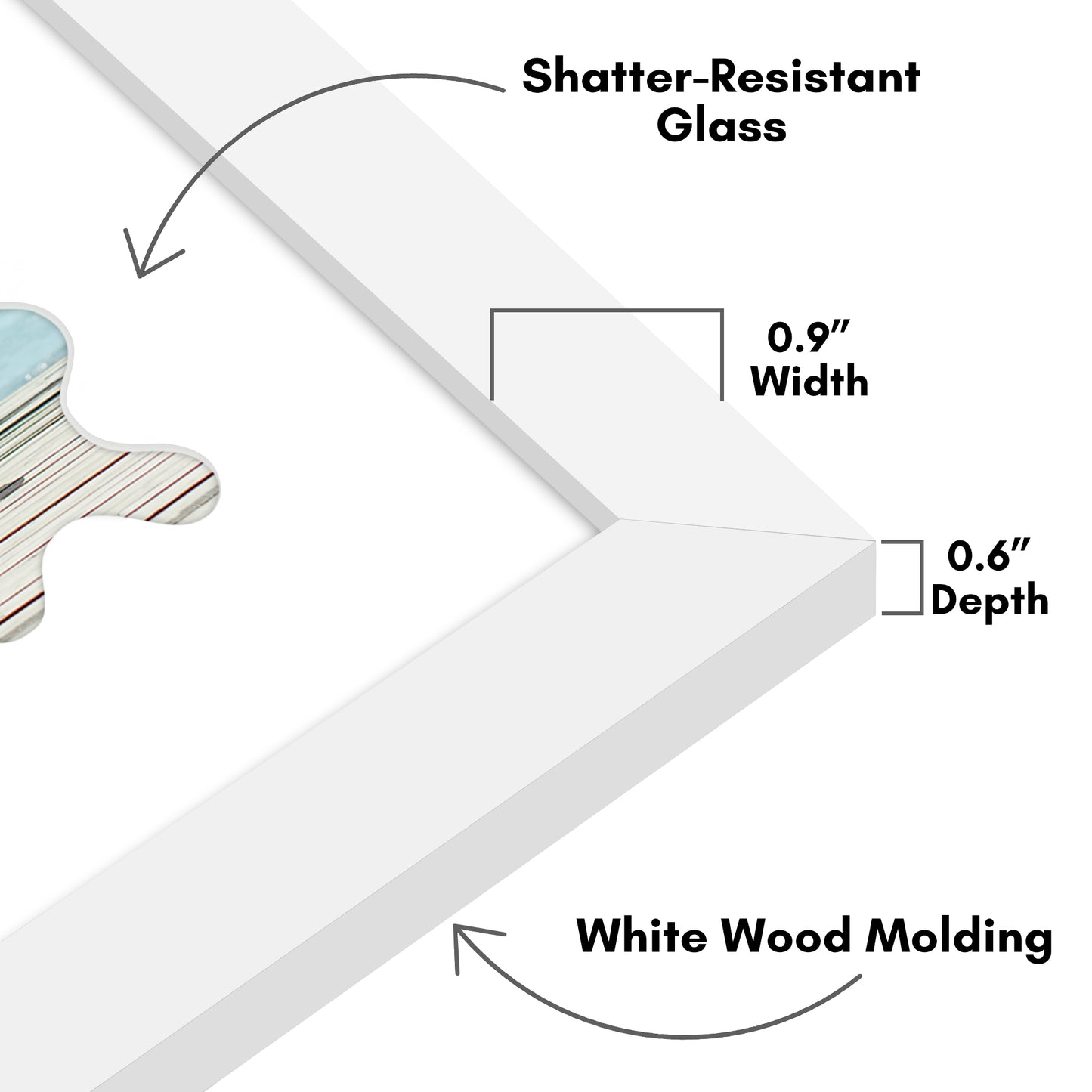 Picture Frame With Wavy Mat - Engineered Wood Photo Frame with Shatter-Resistant Glass Cover