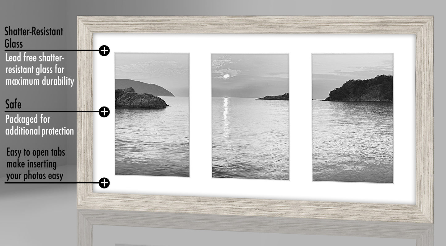 Triple Collage Picture Frame for 4x6 | Multi-use Display | Choose Color