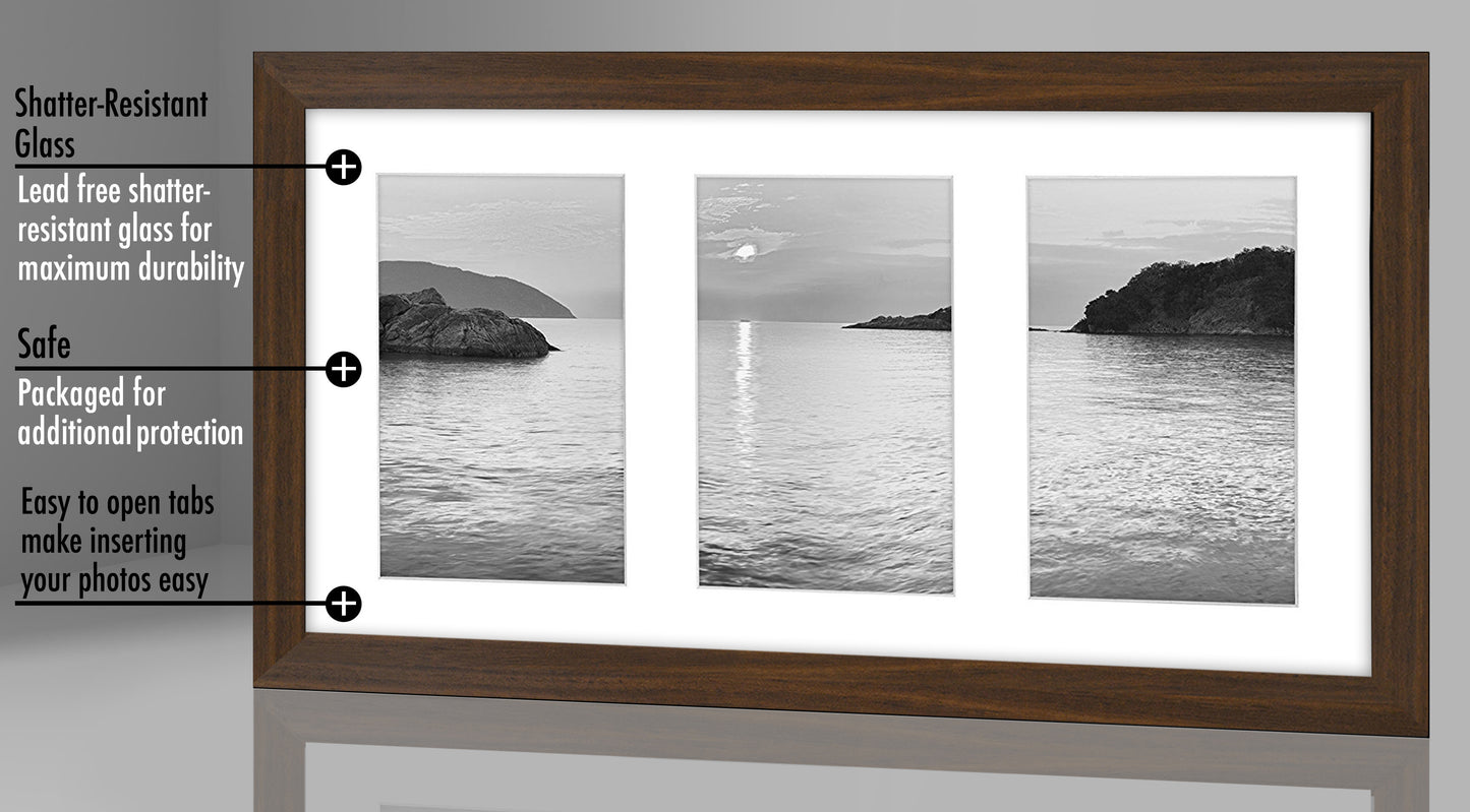 Triple Collage Picture Frame for 4x6 | Multi-use Display | Choose Color