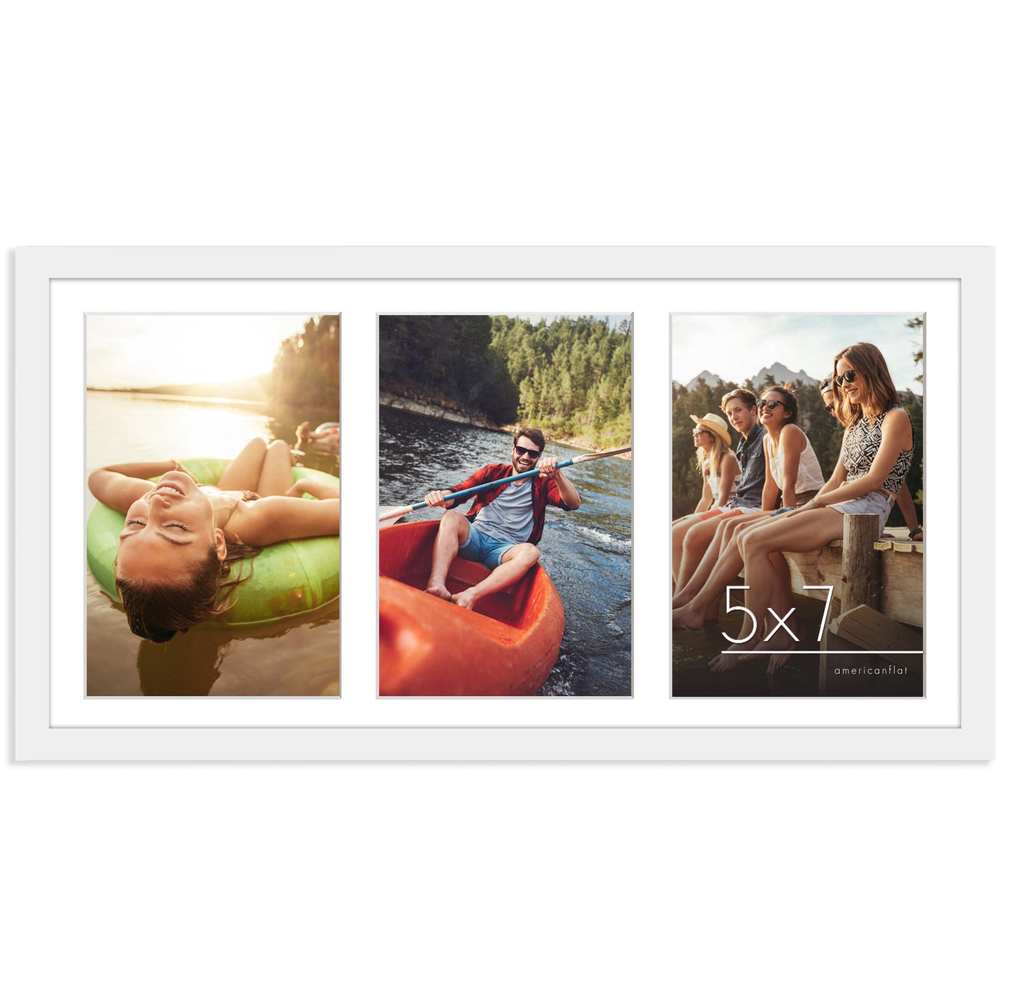 Triple Collage Picture Frame for 5x7 | Choose Size and Color