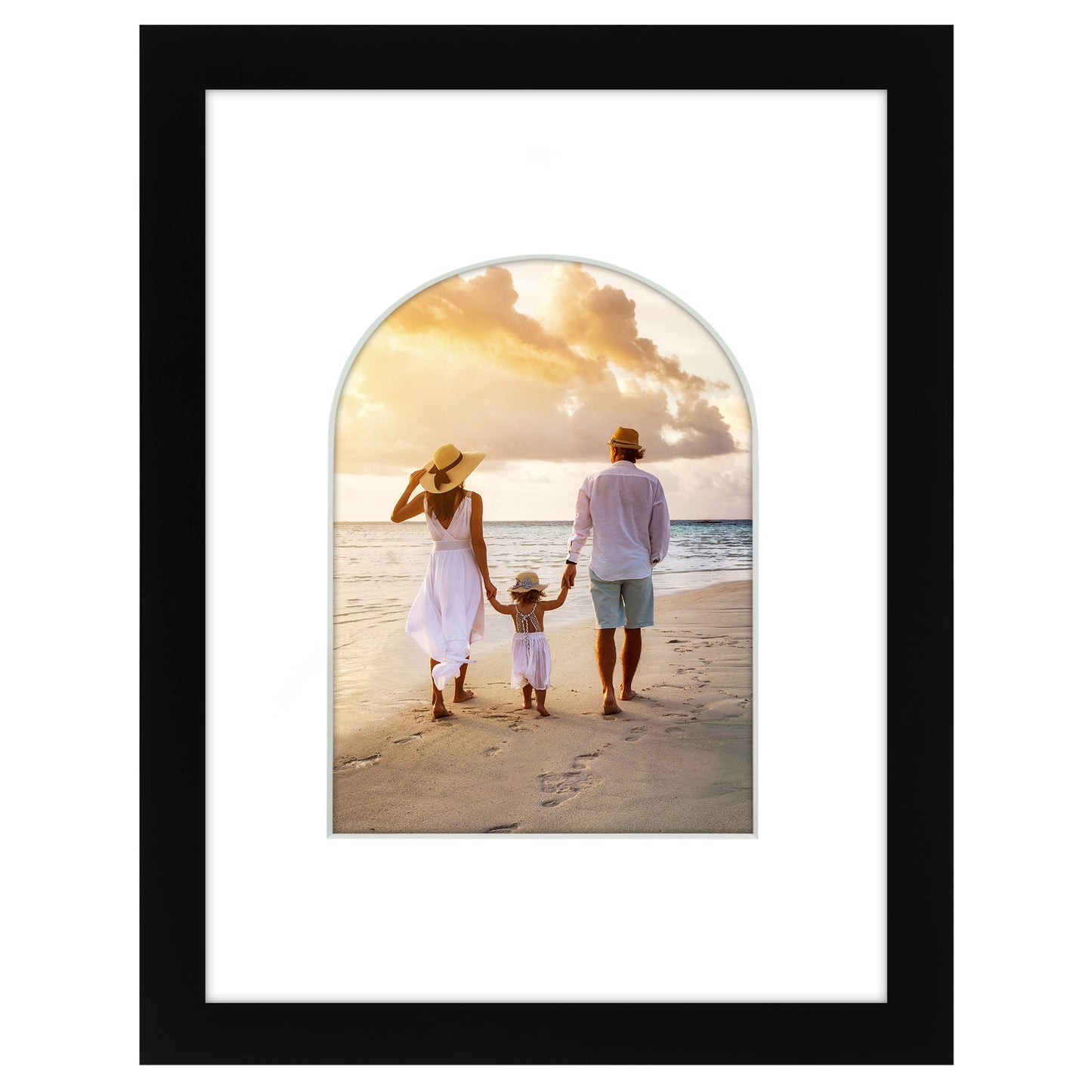 Picture Frame With Arch Mat - Engineered Wood Photo Frame with Shatter-Resistant Glass Cover