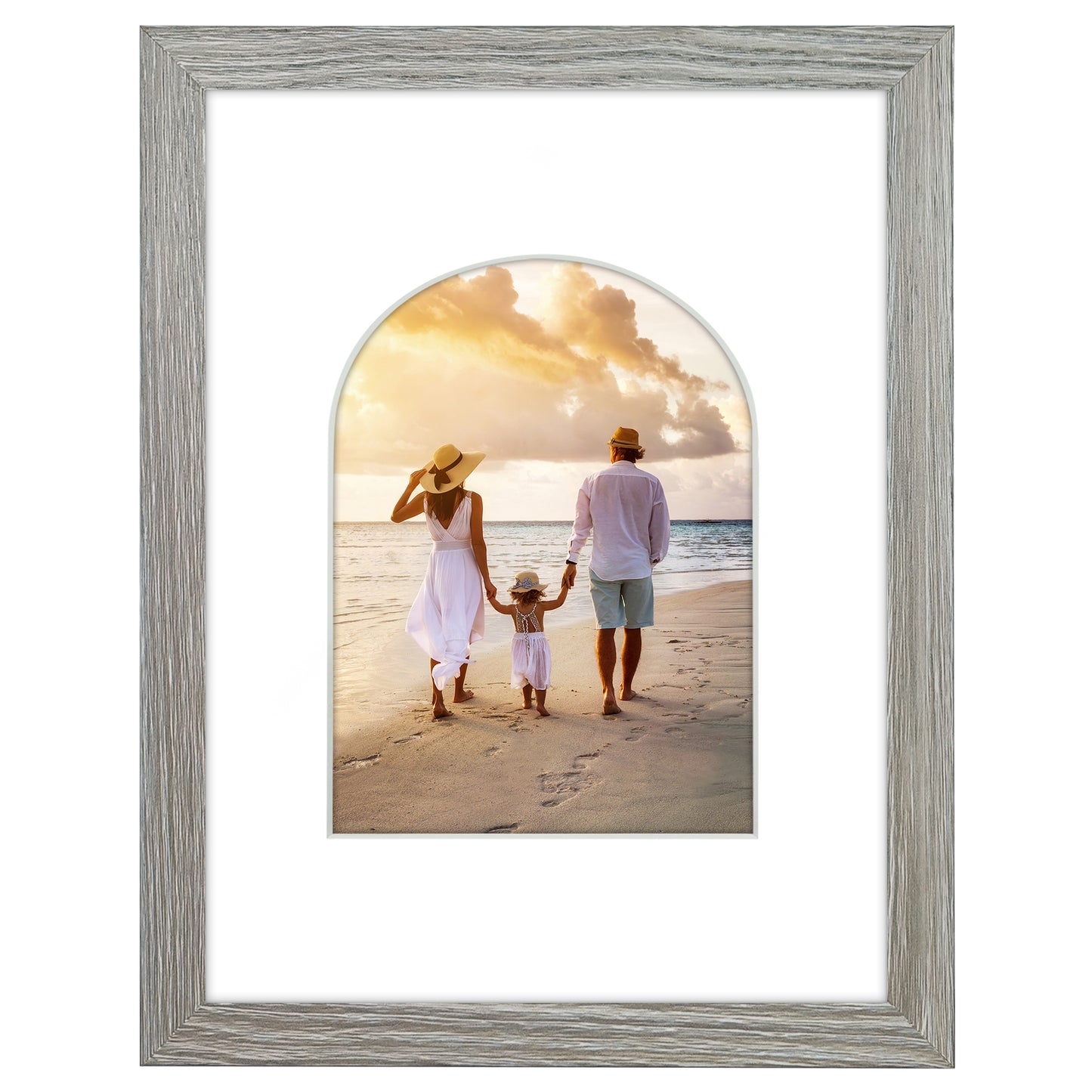 Picture Frame With Arch Mat - Engineered Wood Photo Frame with Shatter-Resistant Glass Cover