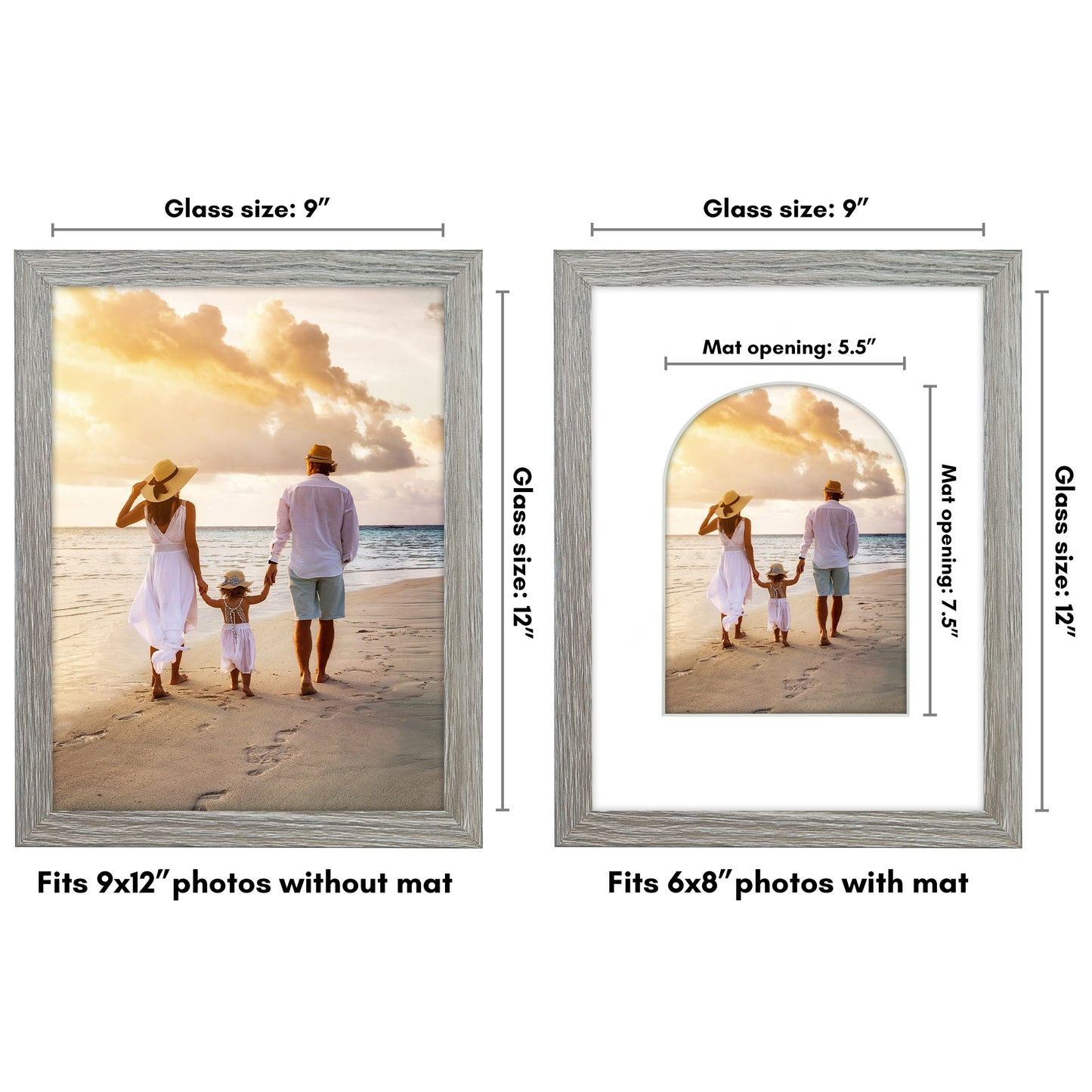 Picture Frame With Arch Mat - Engineered Wood Photo Frame with Shatter-Resistant Glass Cover