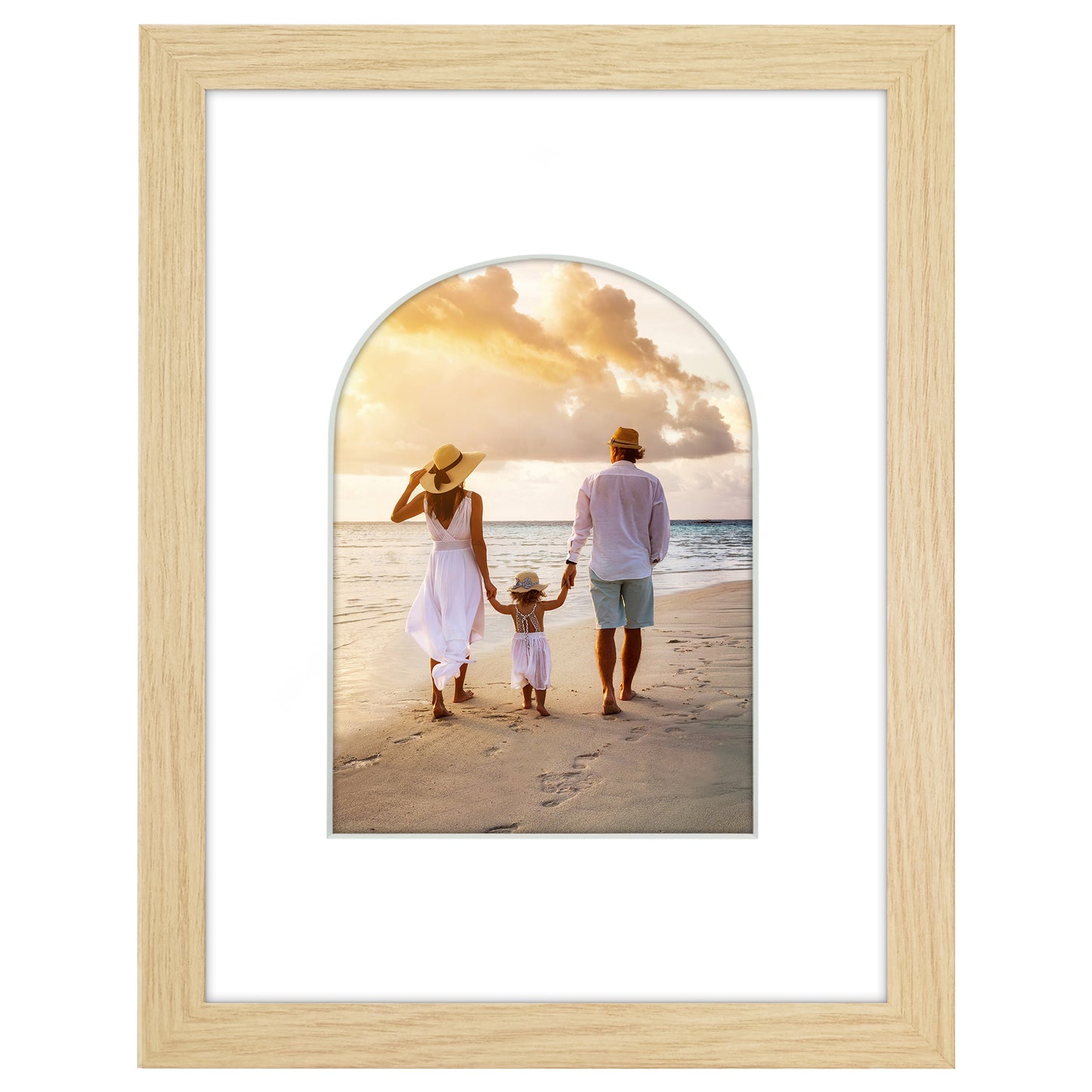 Picture Frame With Arch Mat - Engineered Wood Photo Frame with Shatter-Resistant Glass Cover