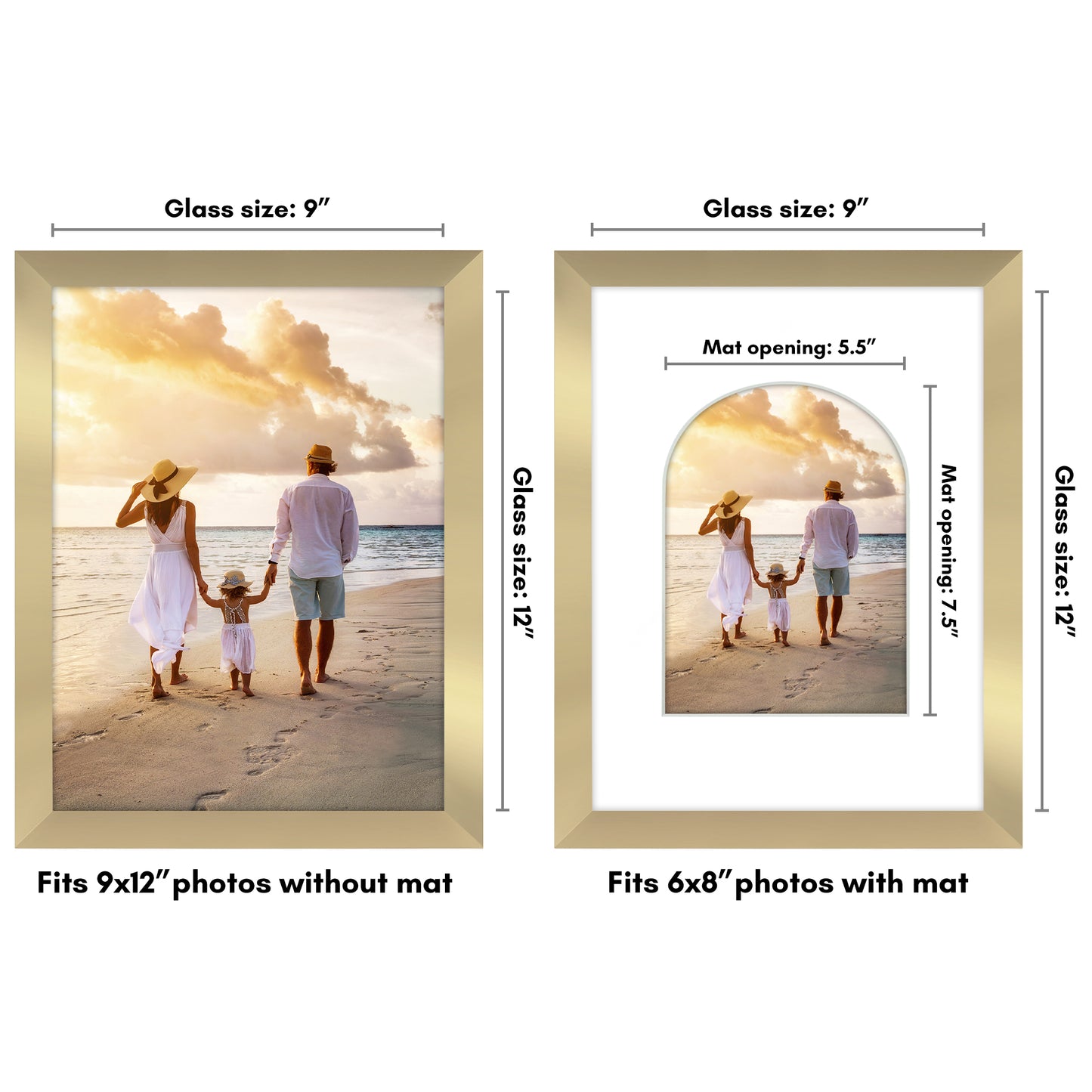 Picture Frame With Arch Mat - Engineered Wood Photo Frame with Shatter-Resistant Glass Cover