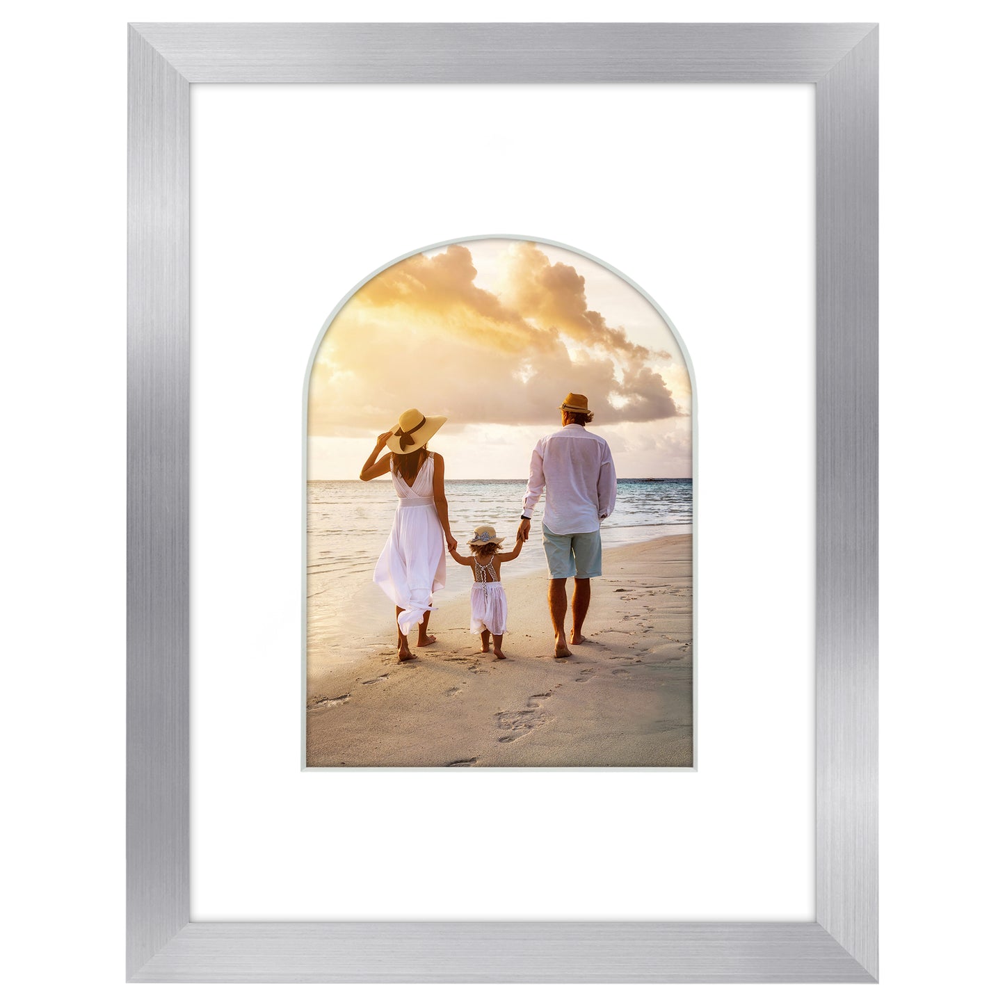 Picture Frame With Arch Mat - Engineered Wood Photo Frame with Shatter-Resistant Glass Cover