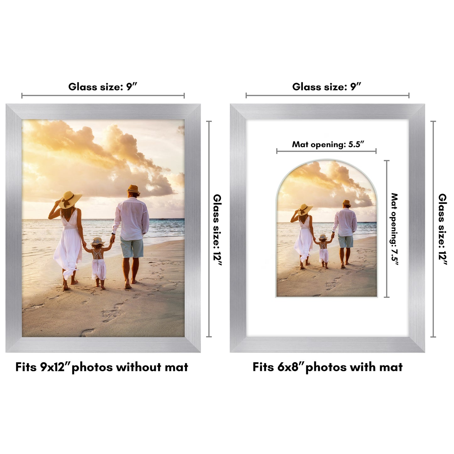 Picture Frame With Arch Mat - Engineered Wood Photo Frame with Shatter-Resistant Glass Cover