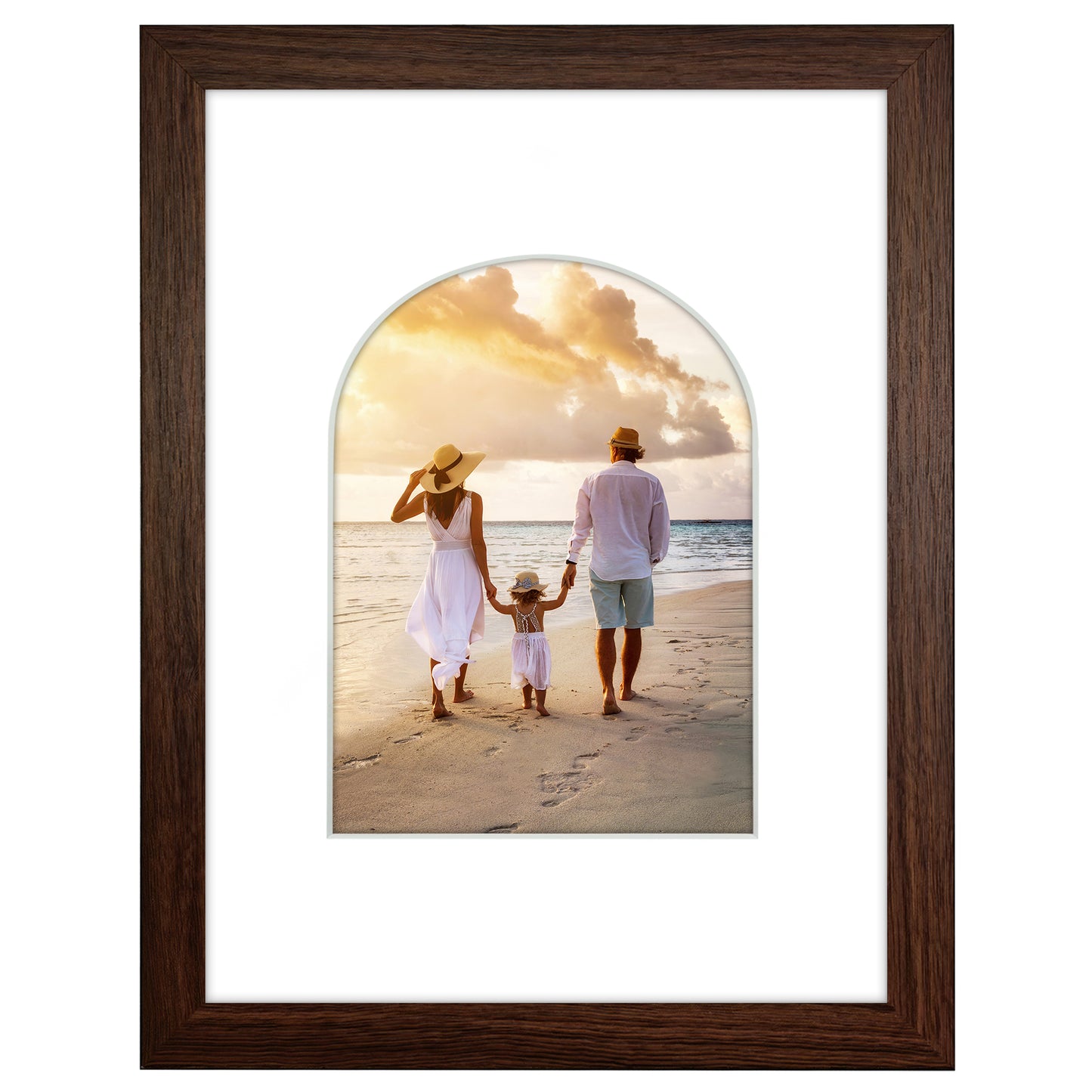 Picture Frame With Arch Mat - Engineered Wood Photo Frame with Shatter-Resistant Glass Cover