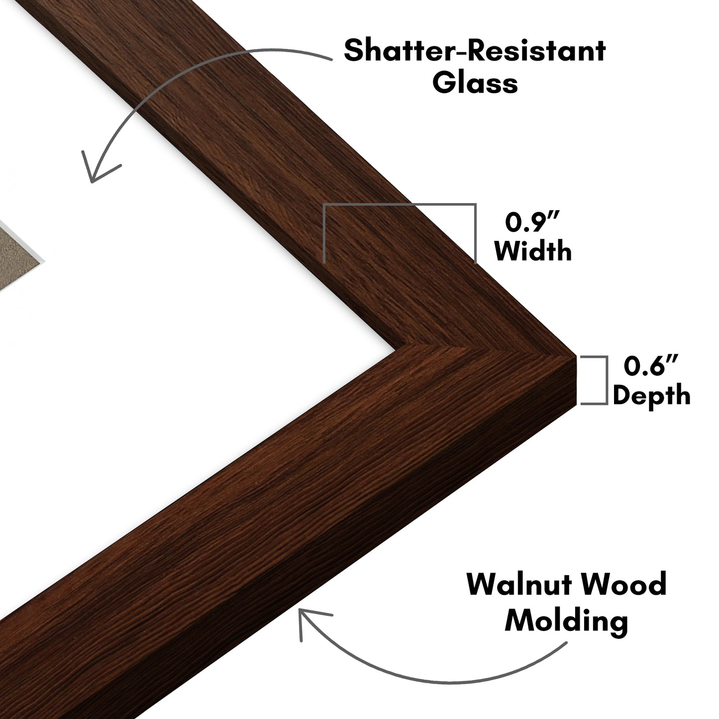 Picture Frame With Arch Mat - Engineered Wood Photo Frame with Shatter-Resistant Glass Cover