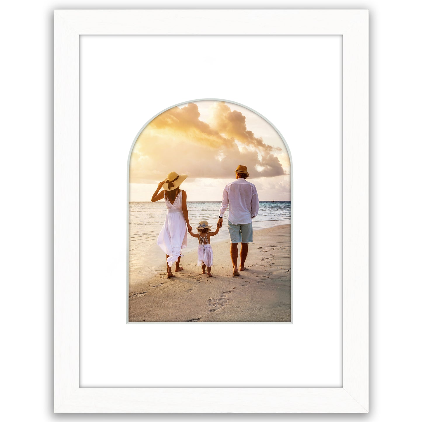 Picture Frame With Arch Mat - Engineered Wood Photo Frame with Shatter-Resistant Glass Cover