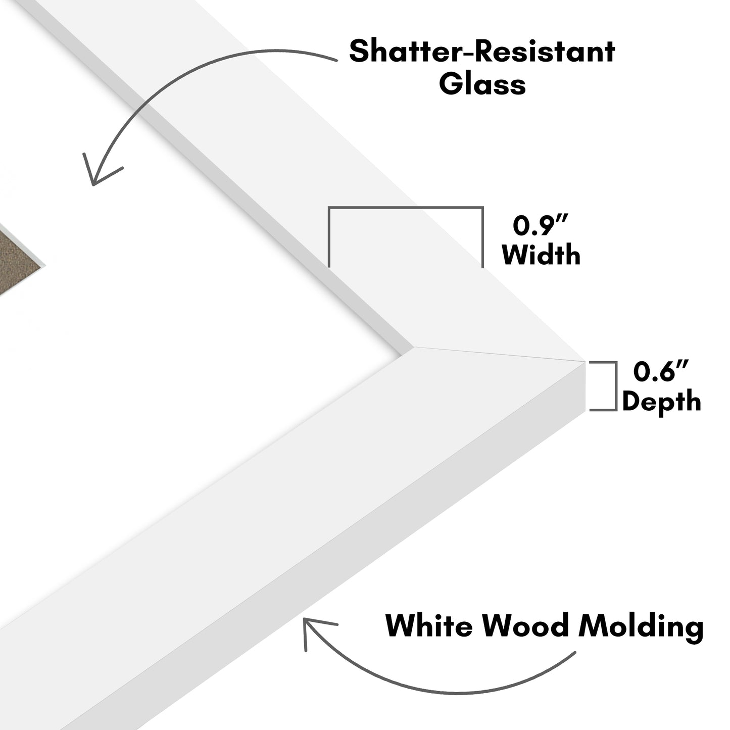 Picture Frame With Arch Mat - Engineered Wood Photo Frame with Shatter-Resistant Glass Cover