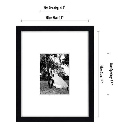 Black Picture Frame - Displays 5x7 Photos with Mat or 11x14 Photos Without Mat - Frame - Americanflat