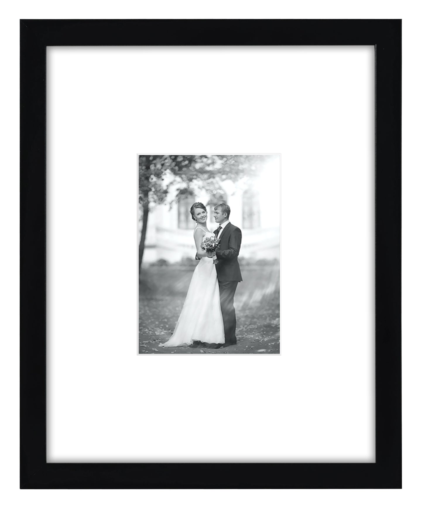 Black Picture Frame - Displays 5x7 Photos with Mat or 11x14 Photos Without Mat - Frame - Americanflat