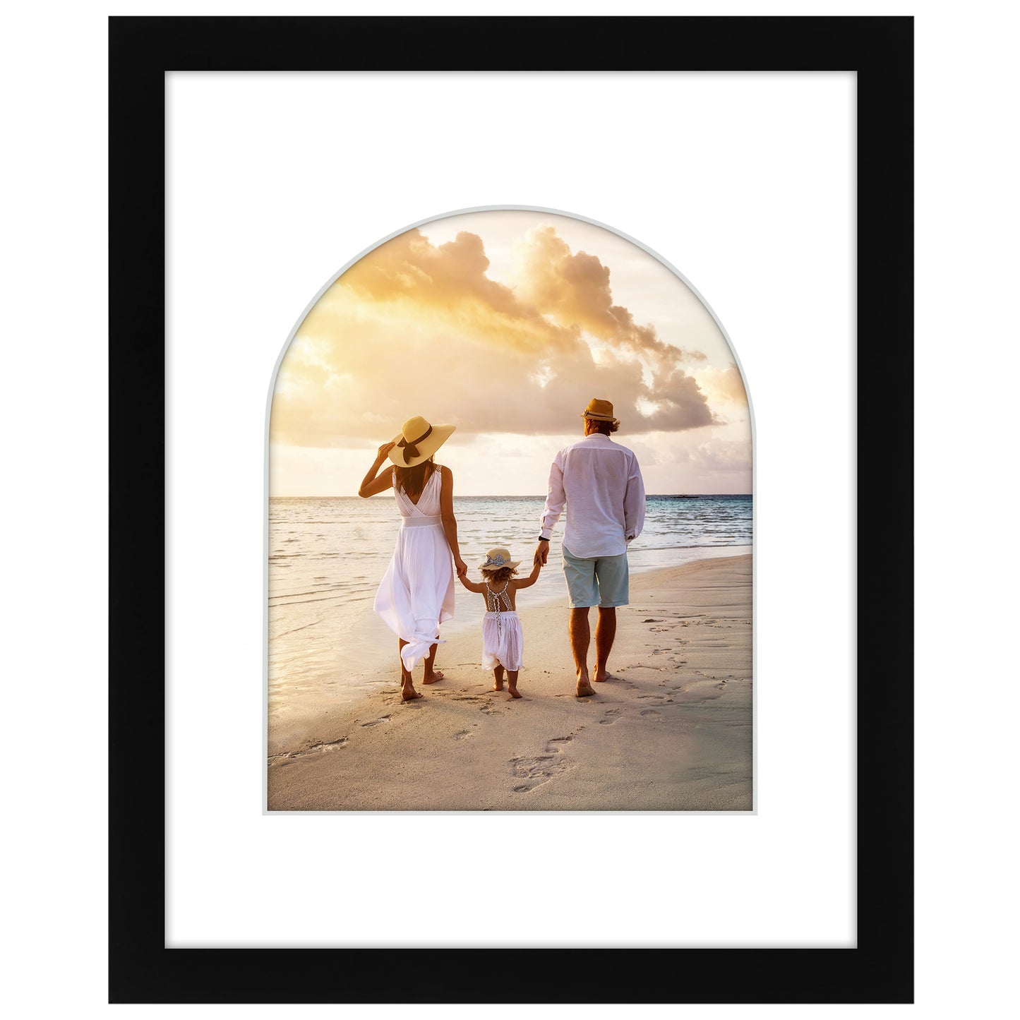 Picture Frame With Arch Mat - Engineered Wood Photo Frame with Shatter-Resistant Glass Cover