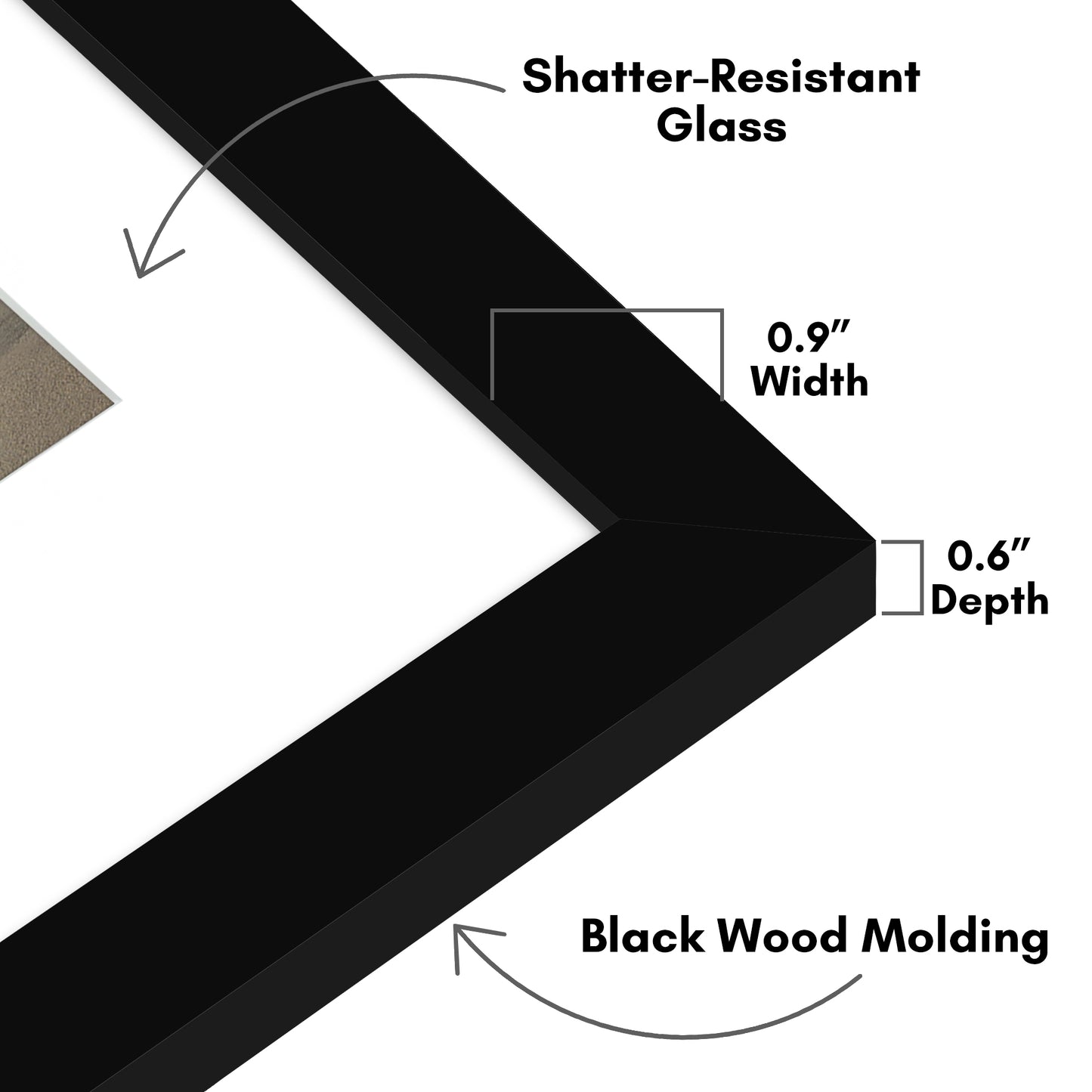 Picture Frame With Arch Mat - Engineered Wood Photo Frame with Shatter-Resistant Glass Cover