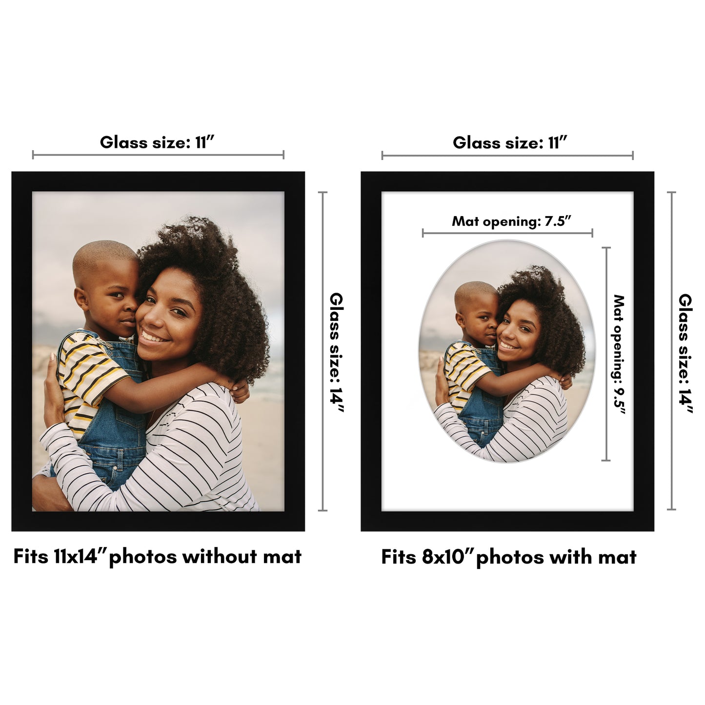 Picture Frame With Oval Mat - Engineered Wood Photo Frame with Shatter-Resistant Glass Cover